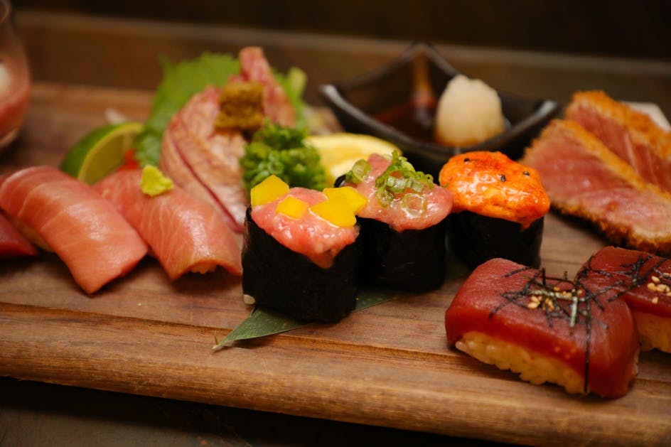 food on a wooden cutting board