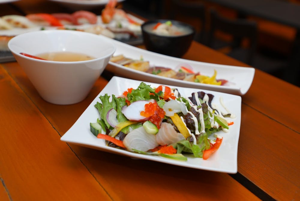 a plate of food on a table