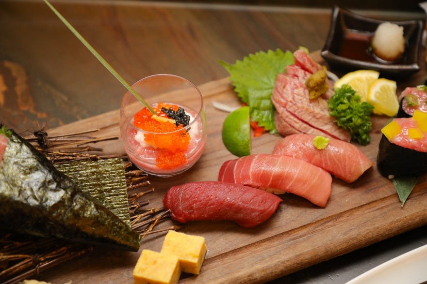 food on a wooden cutting board