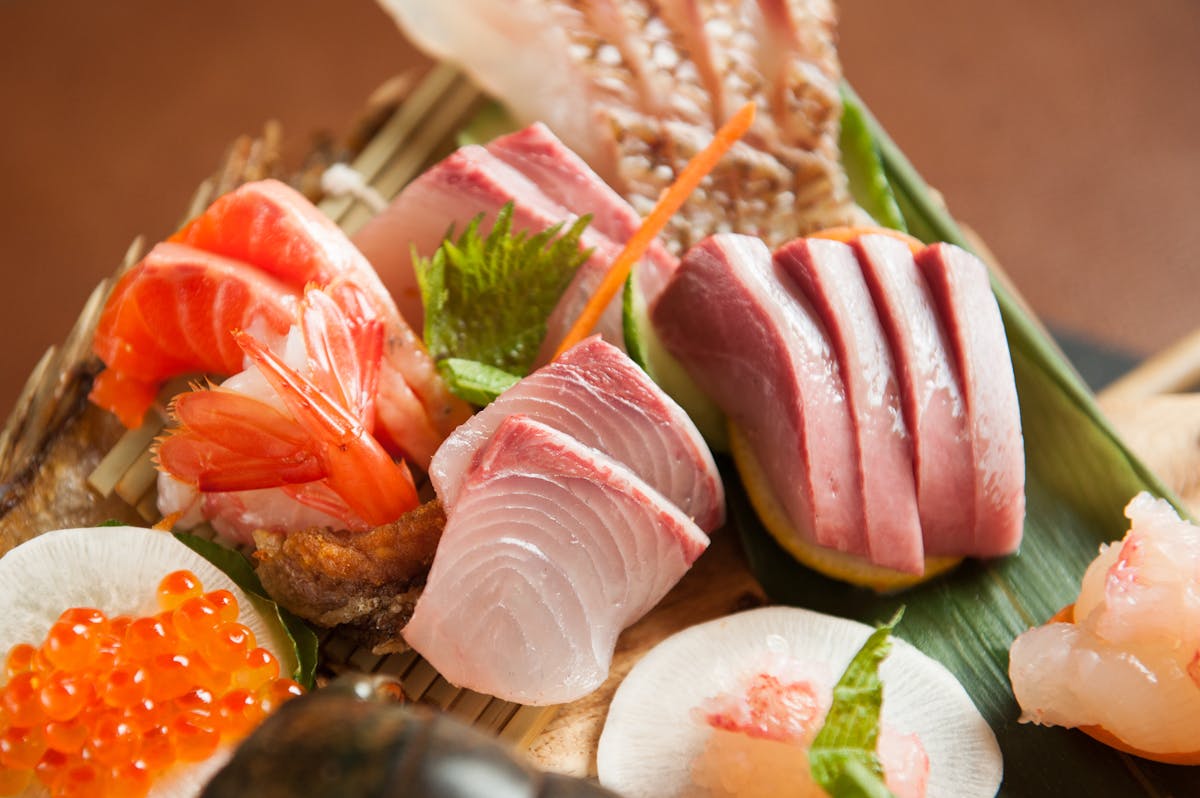 A plate of sashimi