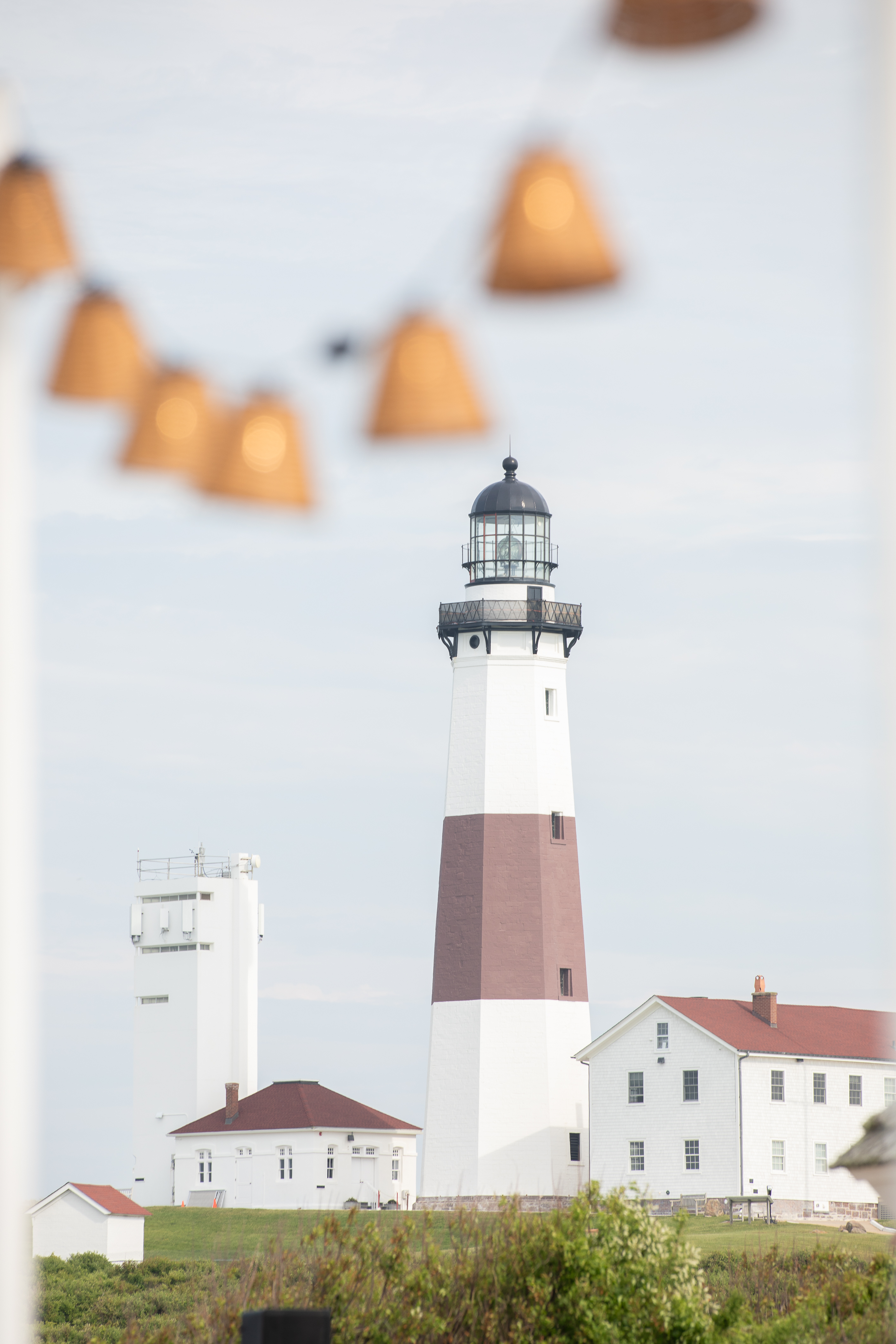 a lighthouse with a row of lights