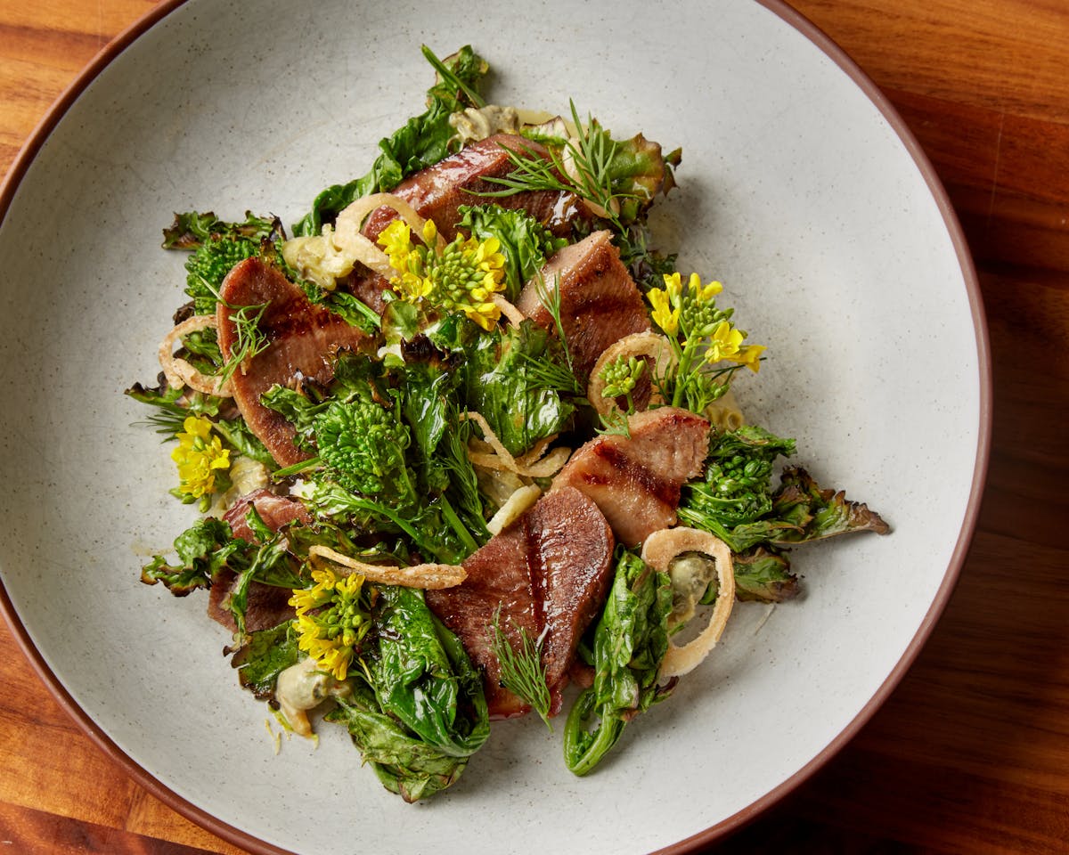 a plate of food with broccoli