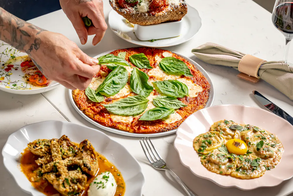 a bunch of different types of food on a plate