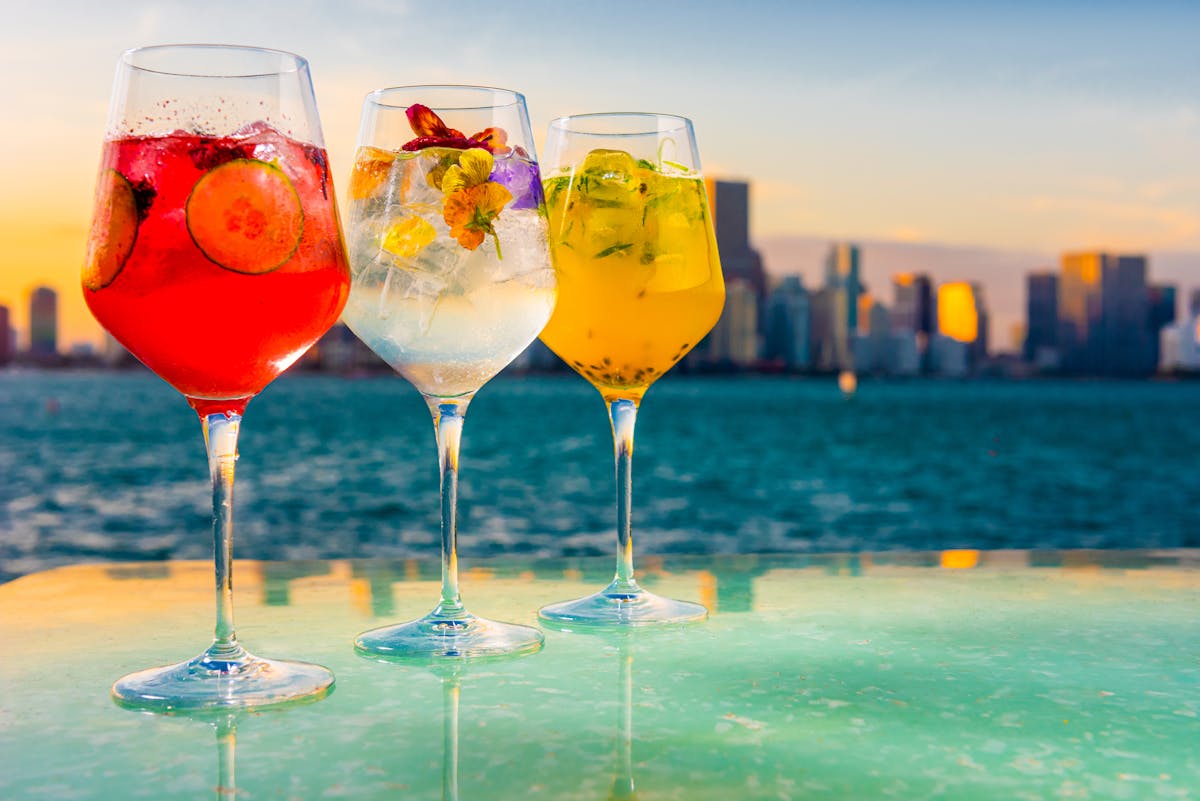 cocktails with sunset view