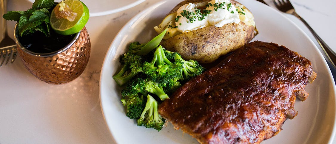 a plate of food with broccoli