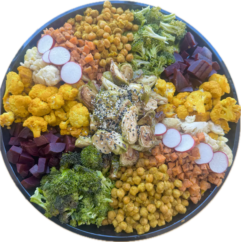 a plate of food with rice and broccoli