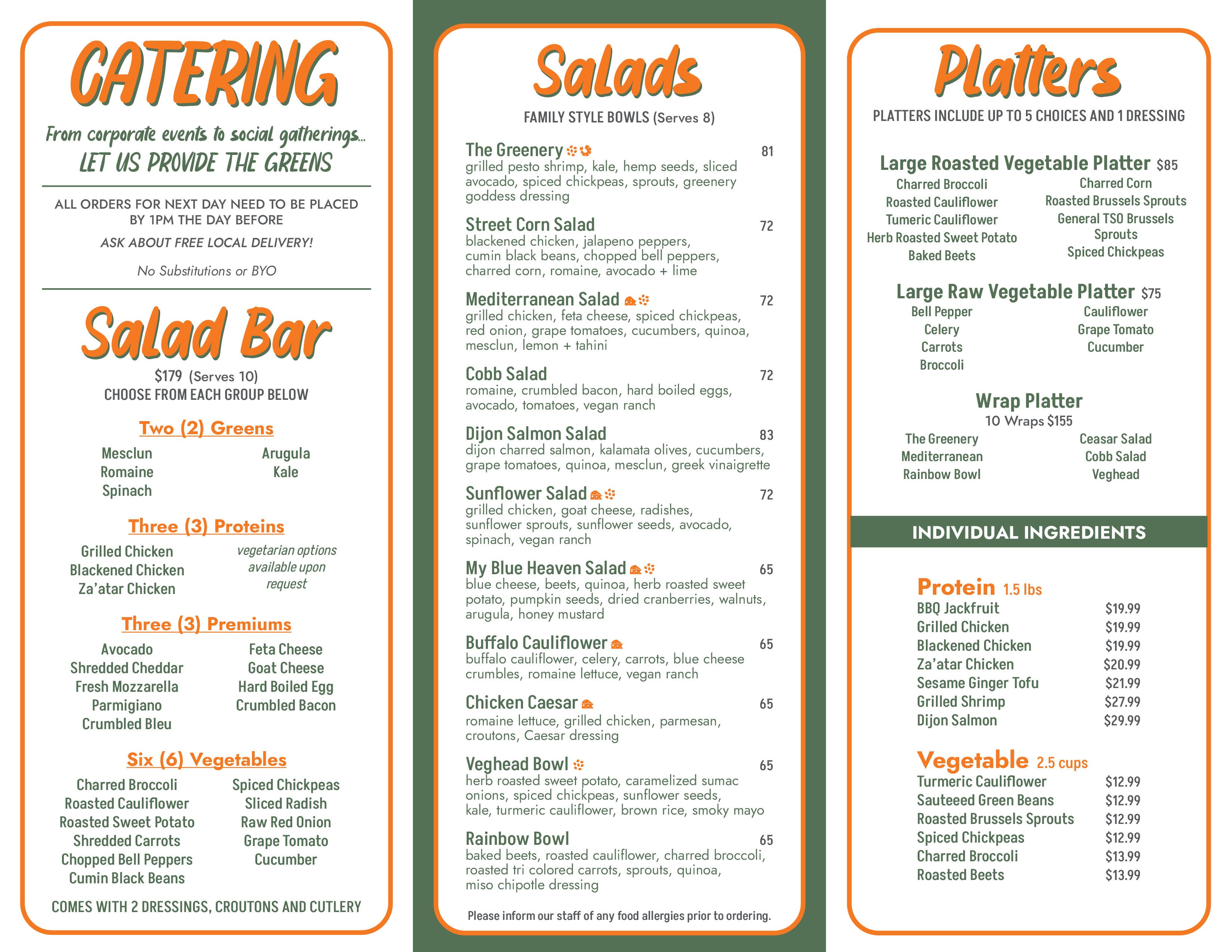 a menu of a restaurant