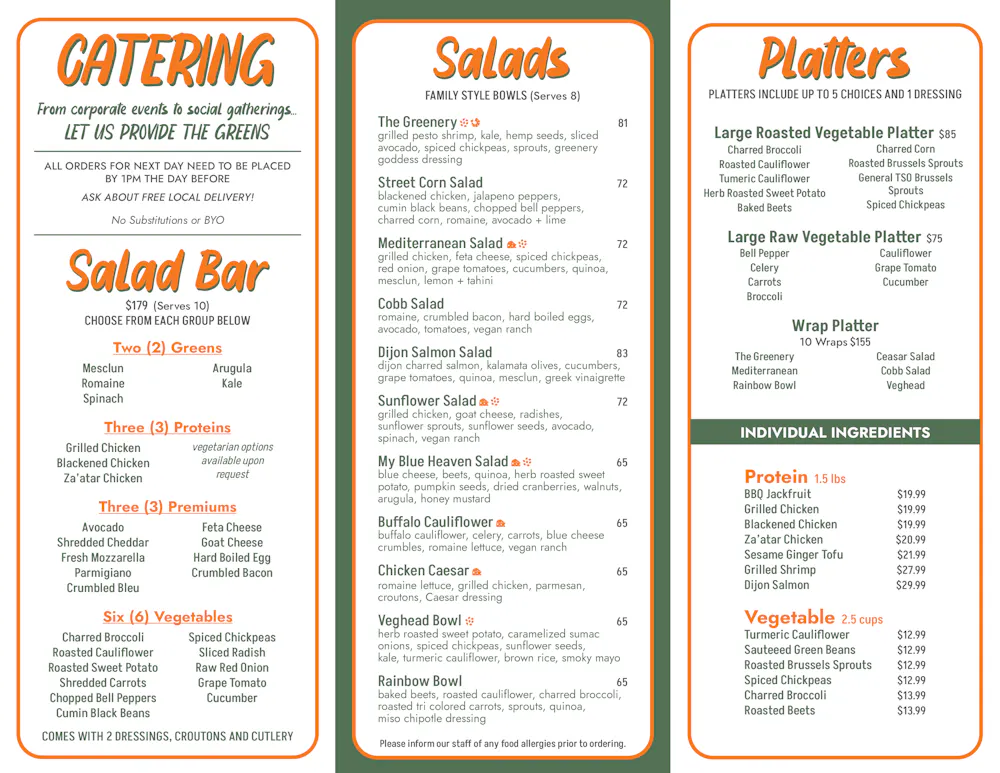 a menu of a restaurant