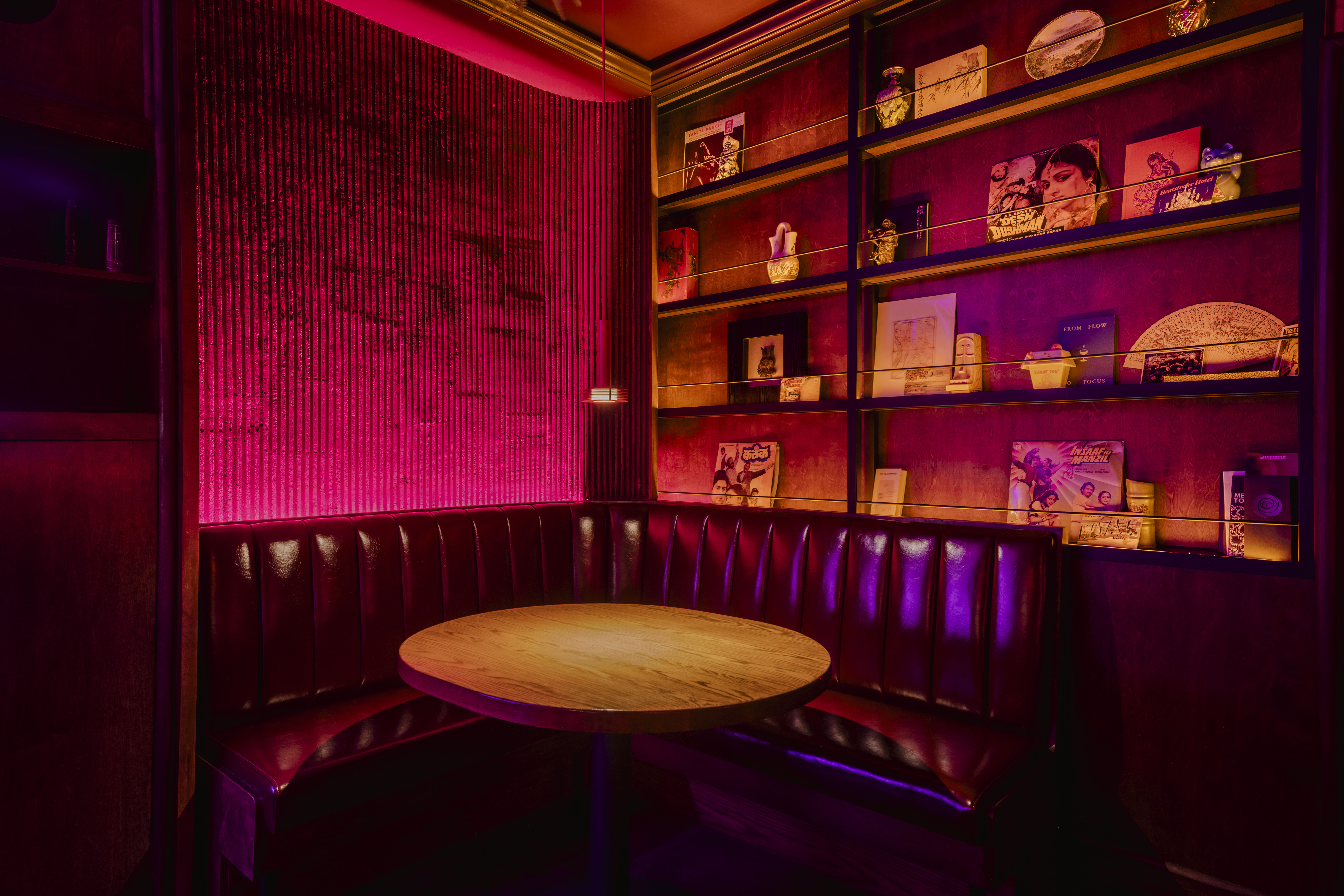 a table in a booth