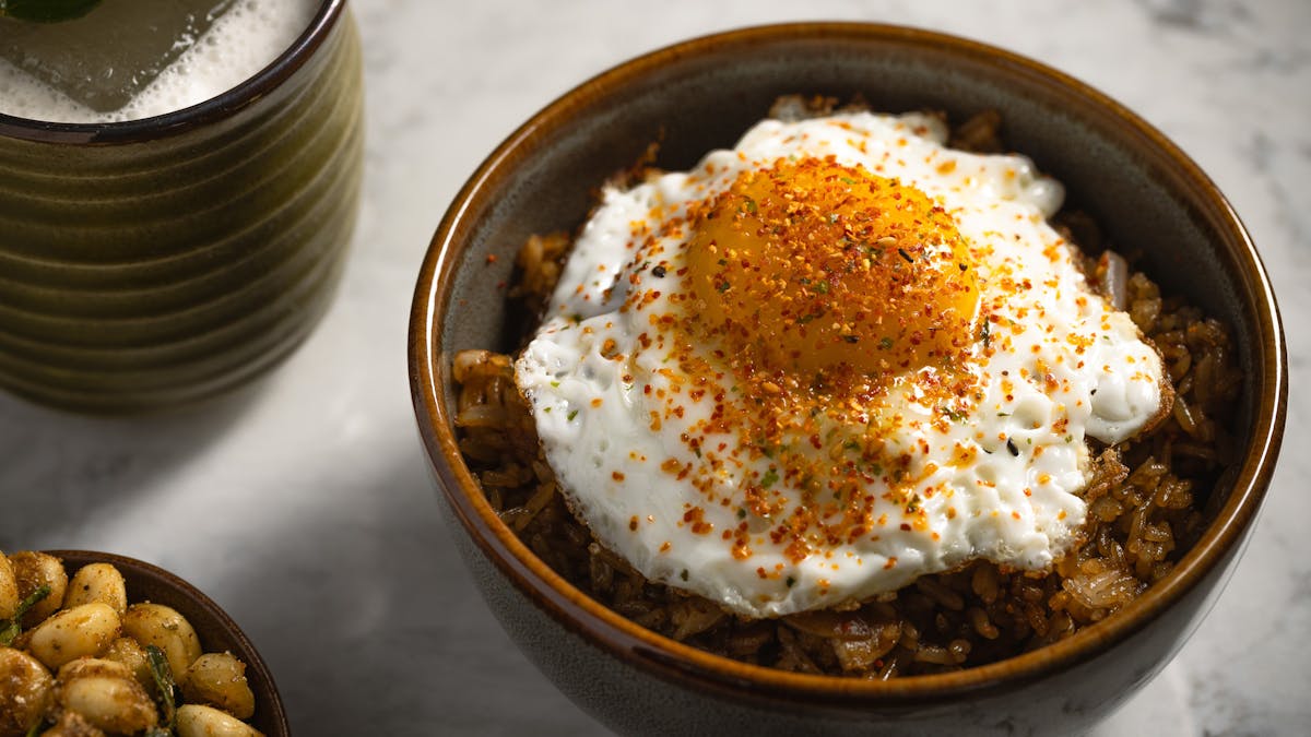a bowl of food on a table