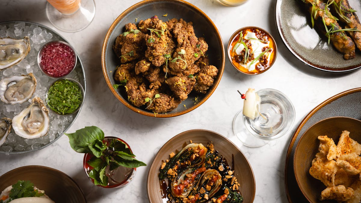 a bunch of food sitting on a table