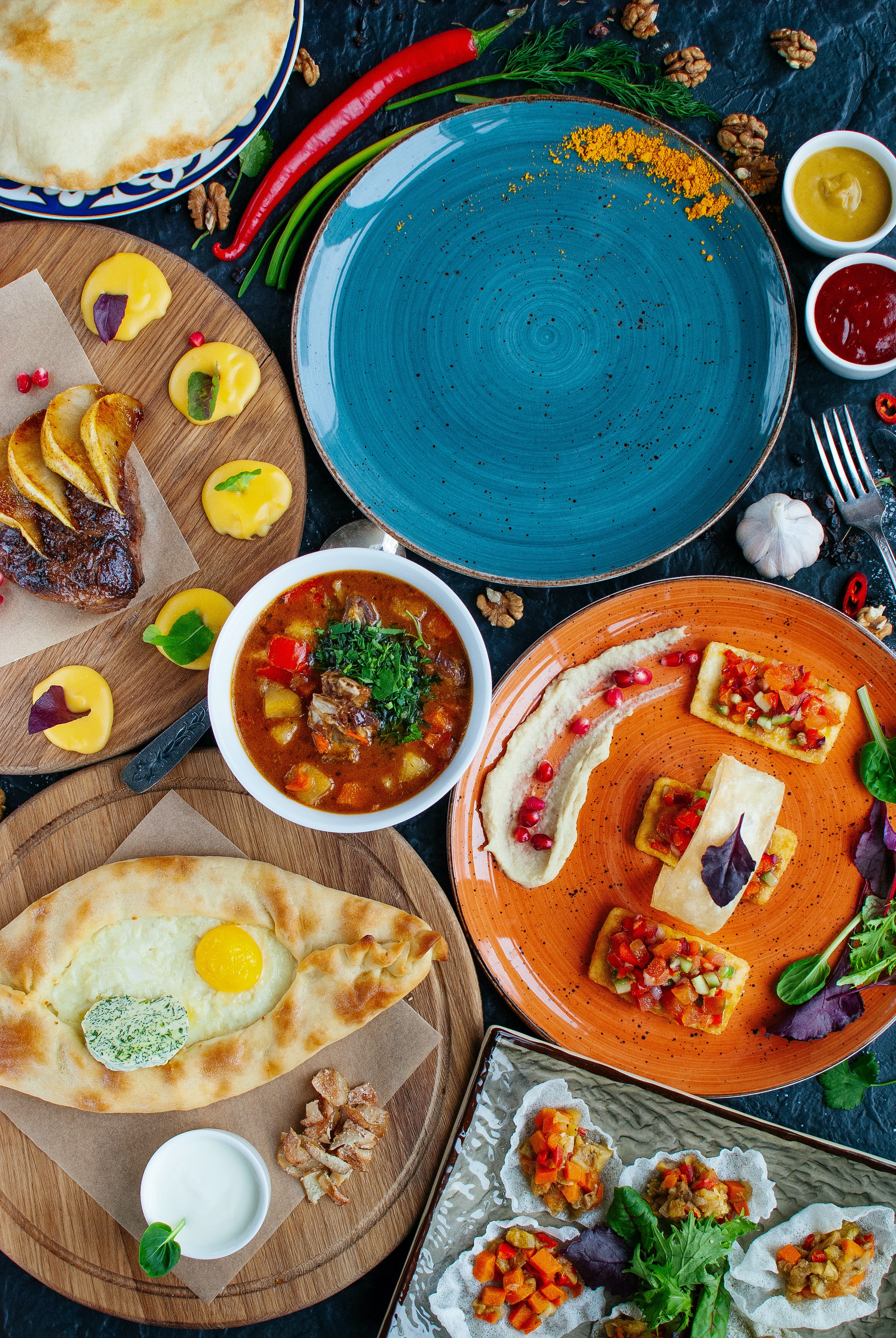 a bunch of food sitting on a table
