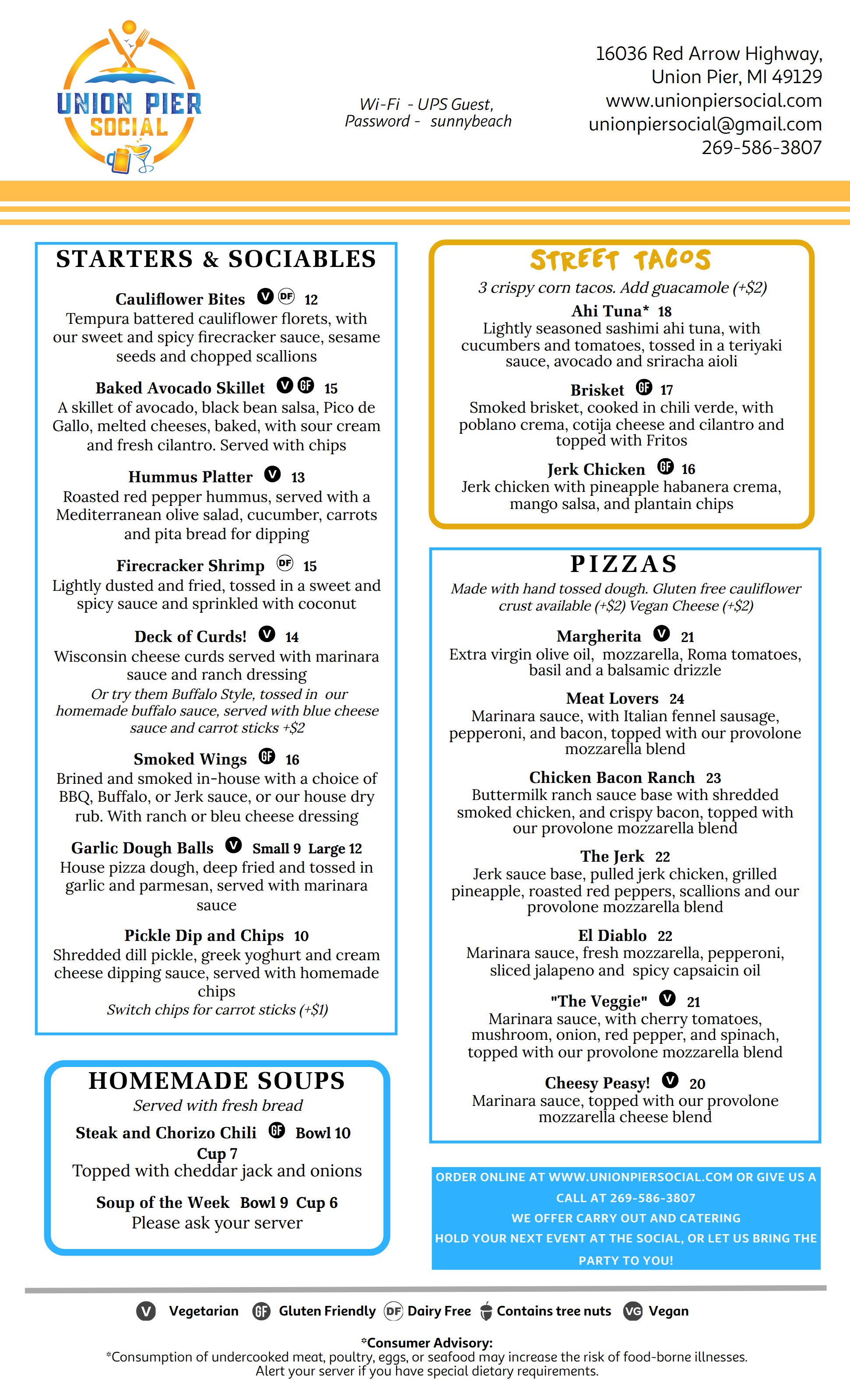 a menu of a restaurant