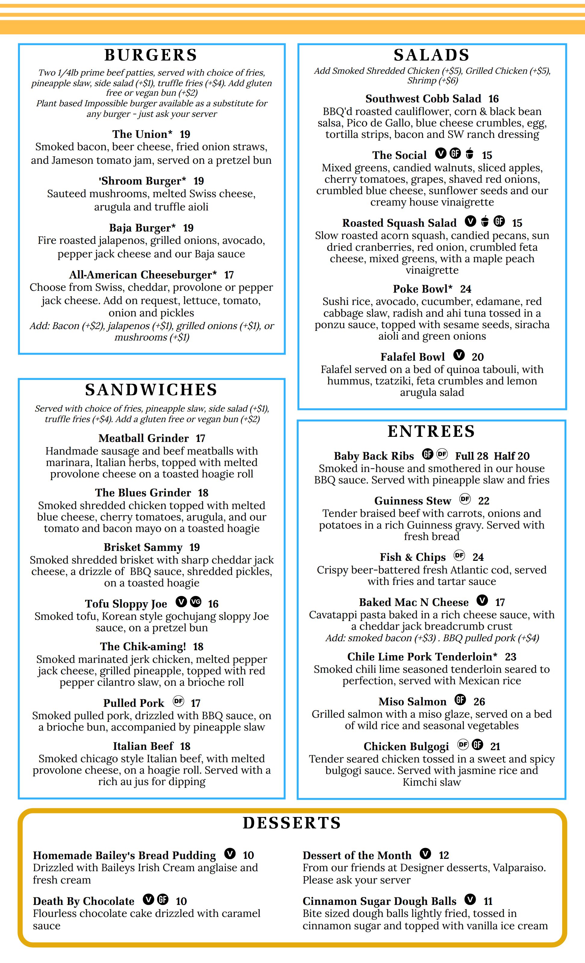 a menu of a restaurant