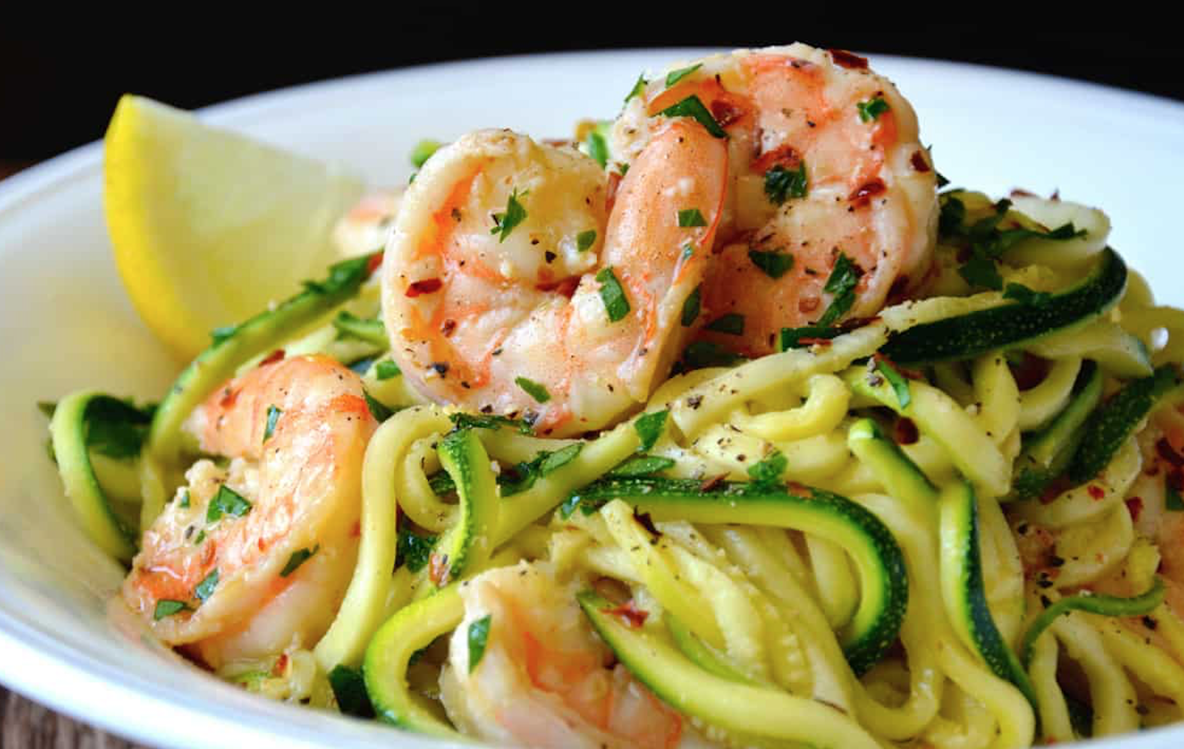 Skinny Shrimp Scampi with Spiraled Zucchini