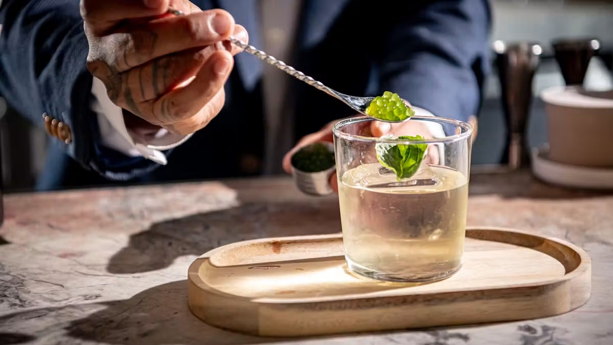 a drink on a table