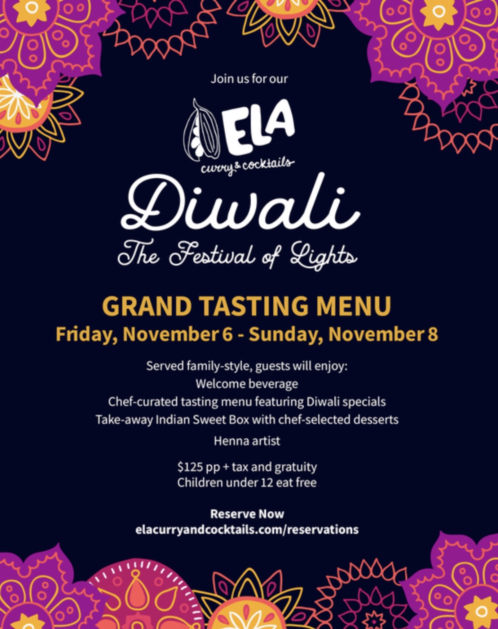 Diwali 2026 | Ela Curry & Cocktails | Indian Restaurant in Palm Beach ...