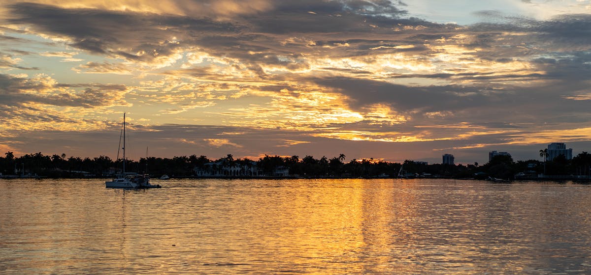 a sunset over a body of water