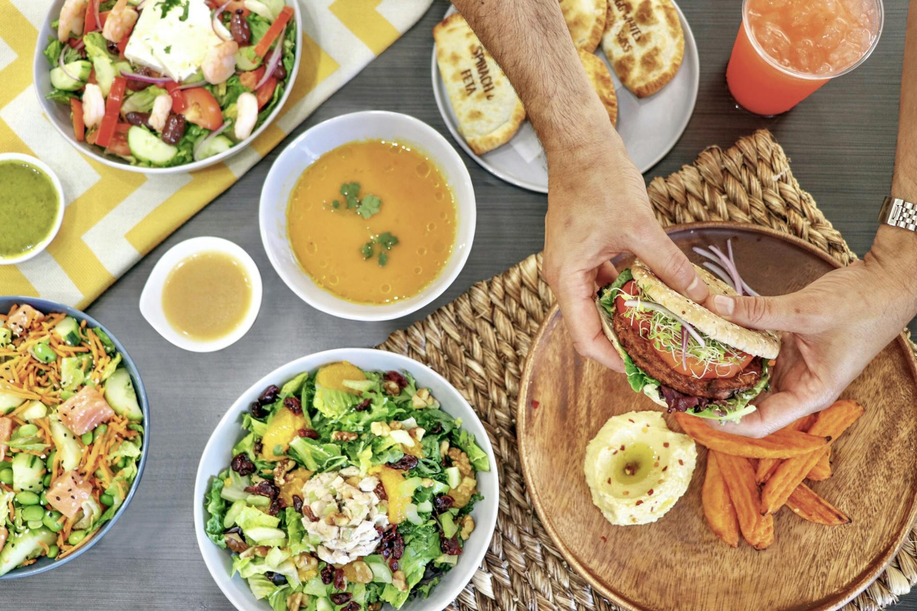 a bowl filled with different types of food on a plate
