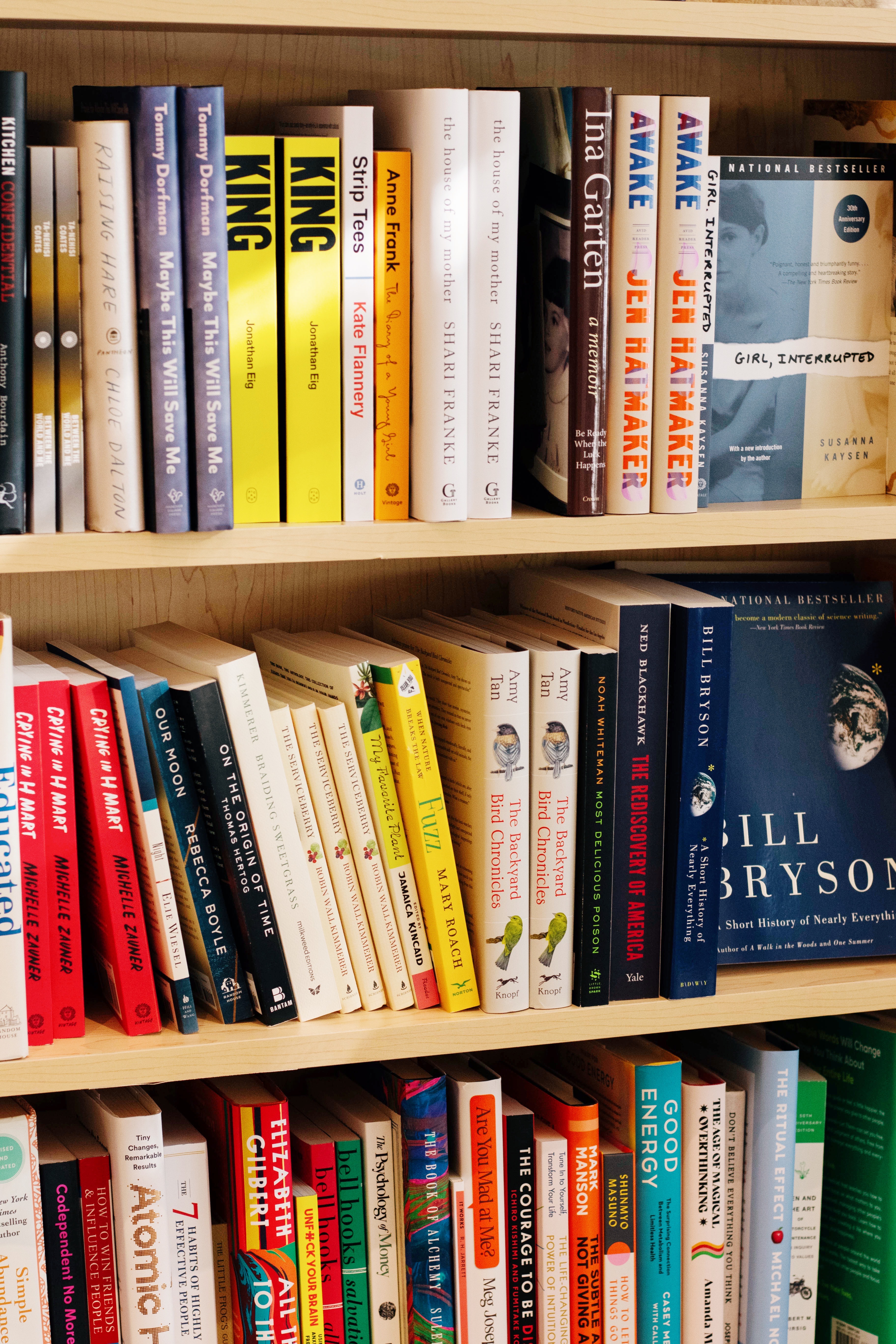 a book shelf filled with books