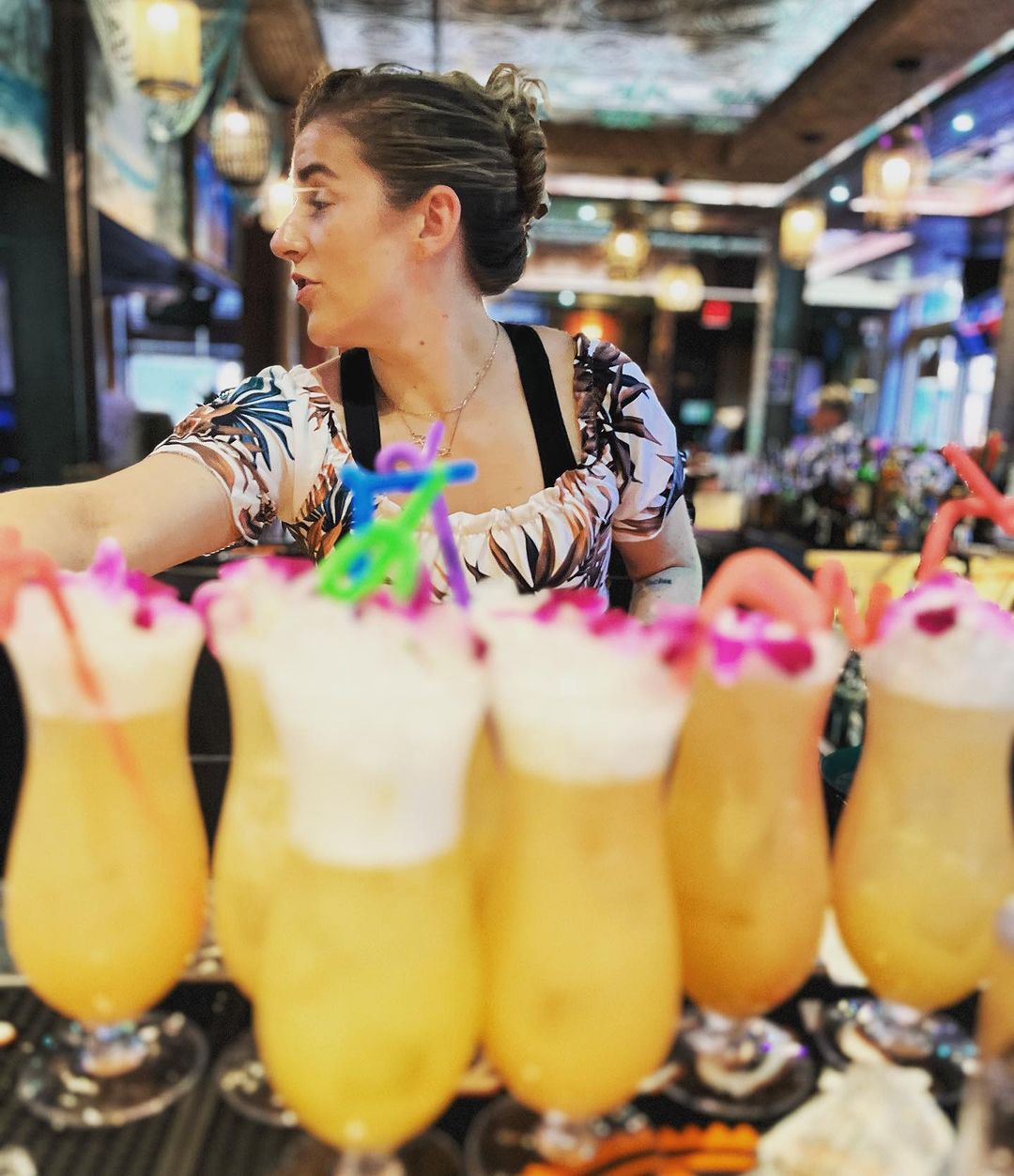 a group of people performing on a counter