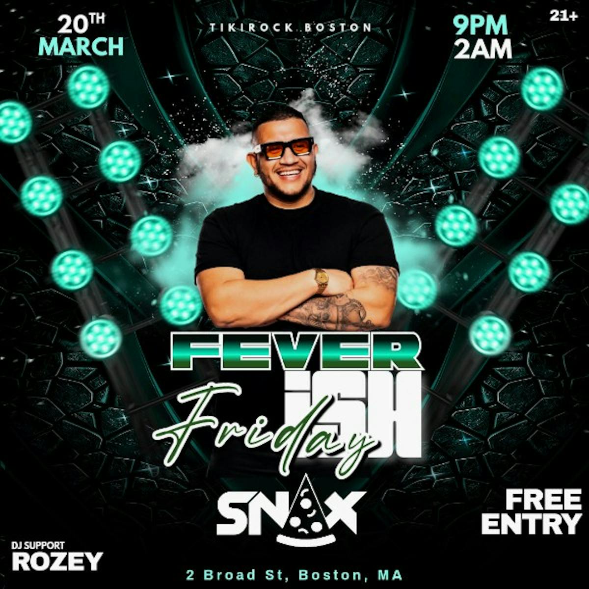 a man standing in front of a poster