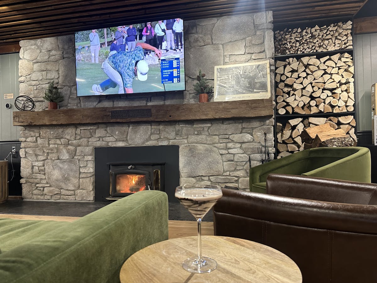 a fire place sitting in a living room