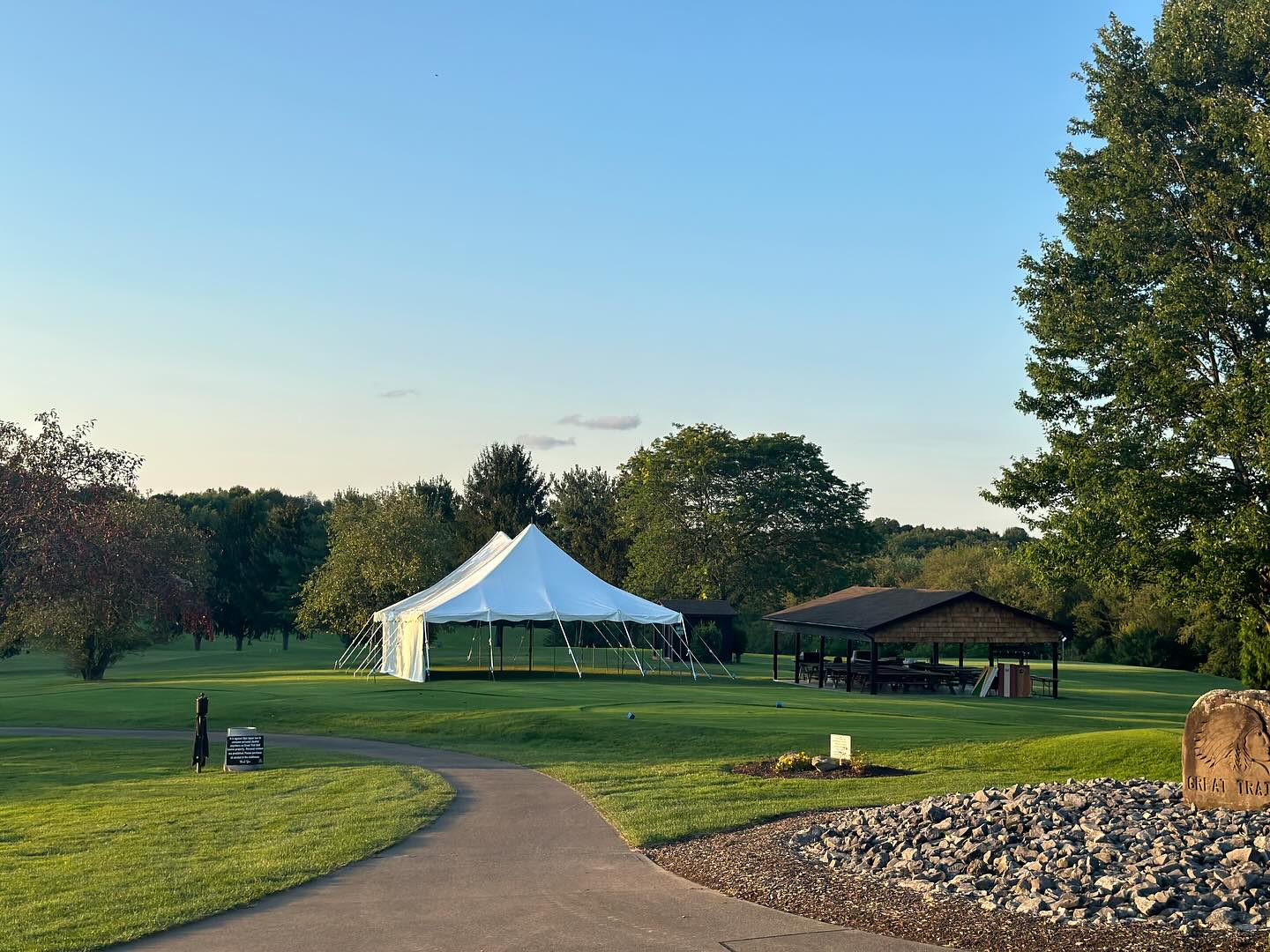 a small house in a park