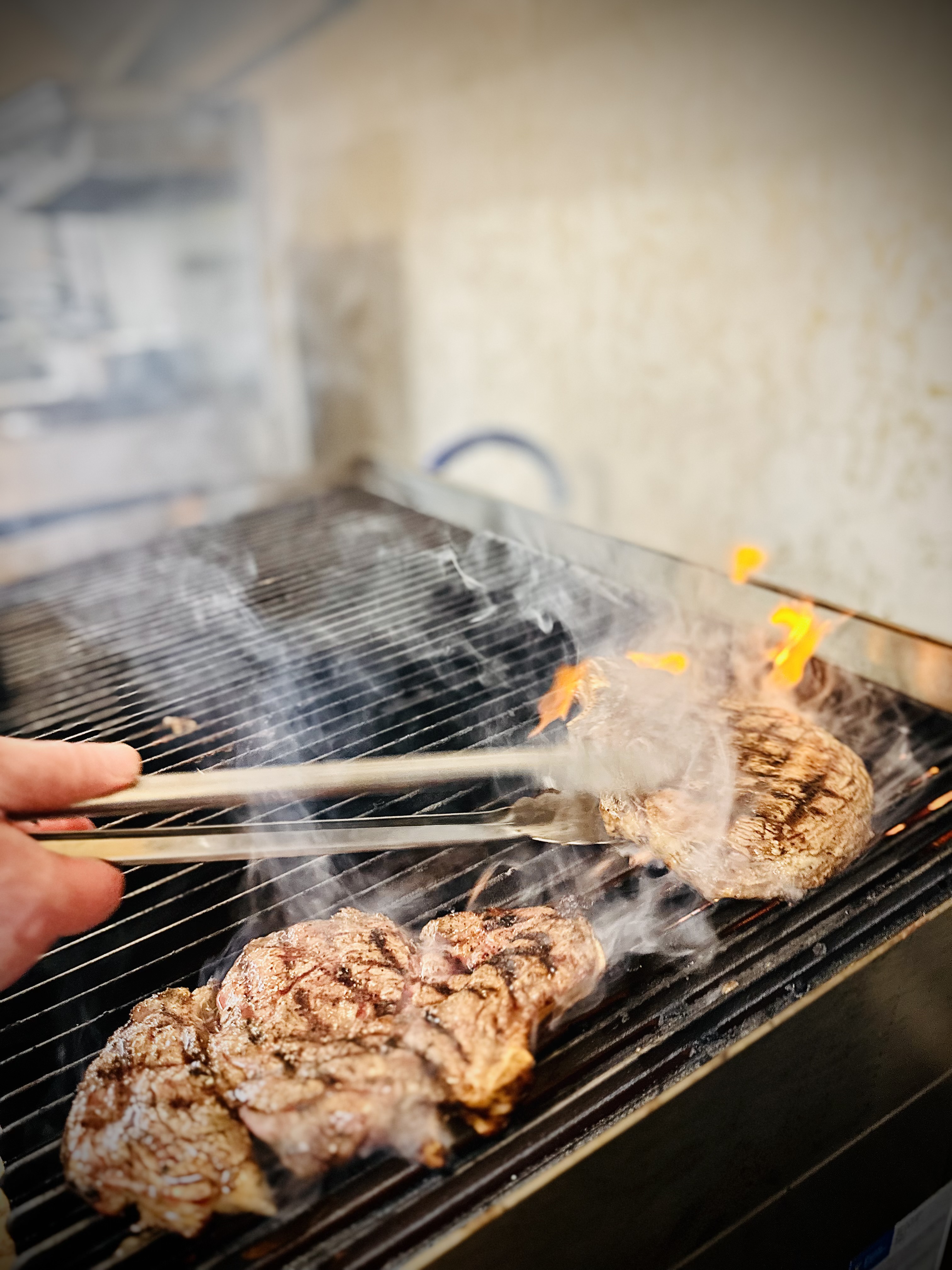 a close up of food on a grill