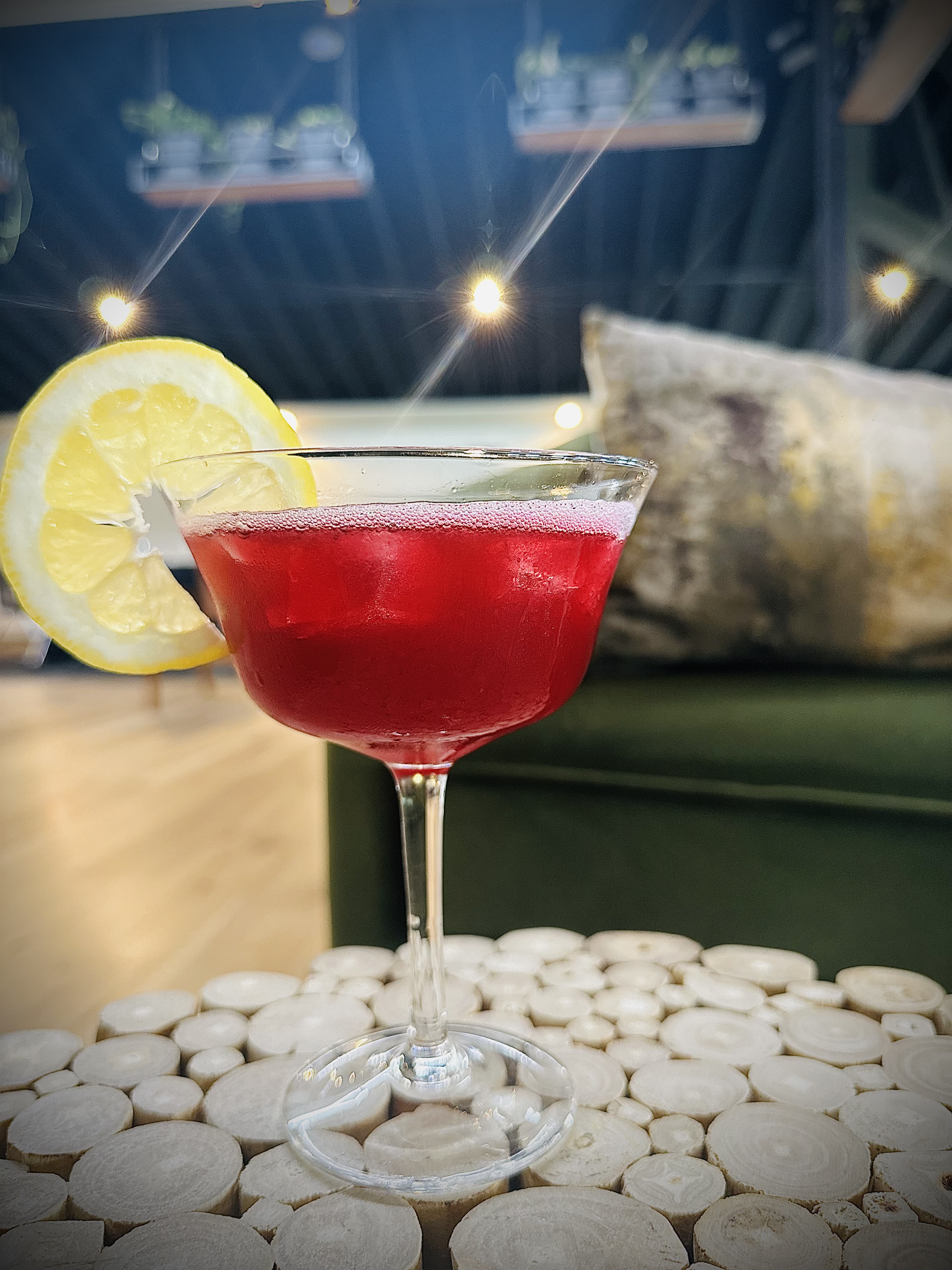 a close up of a wine glass