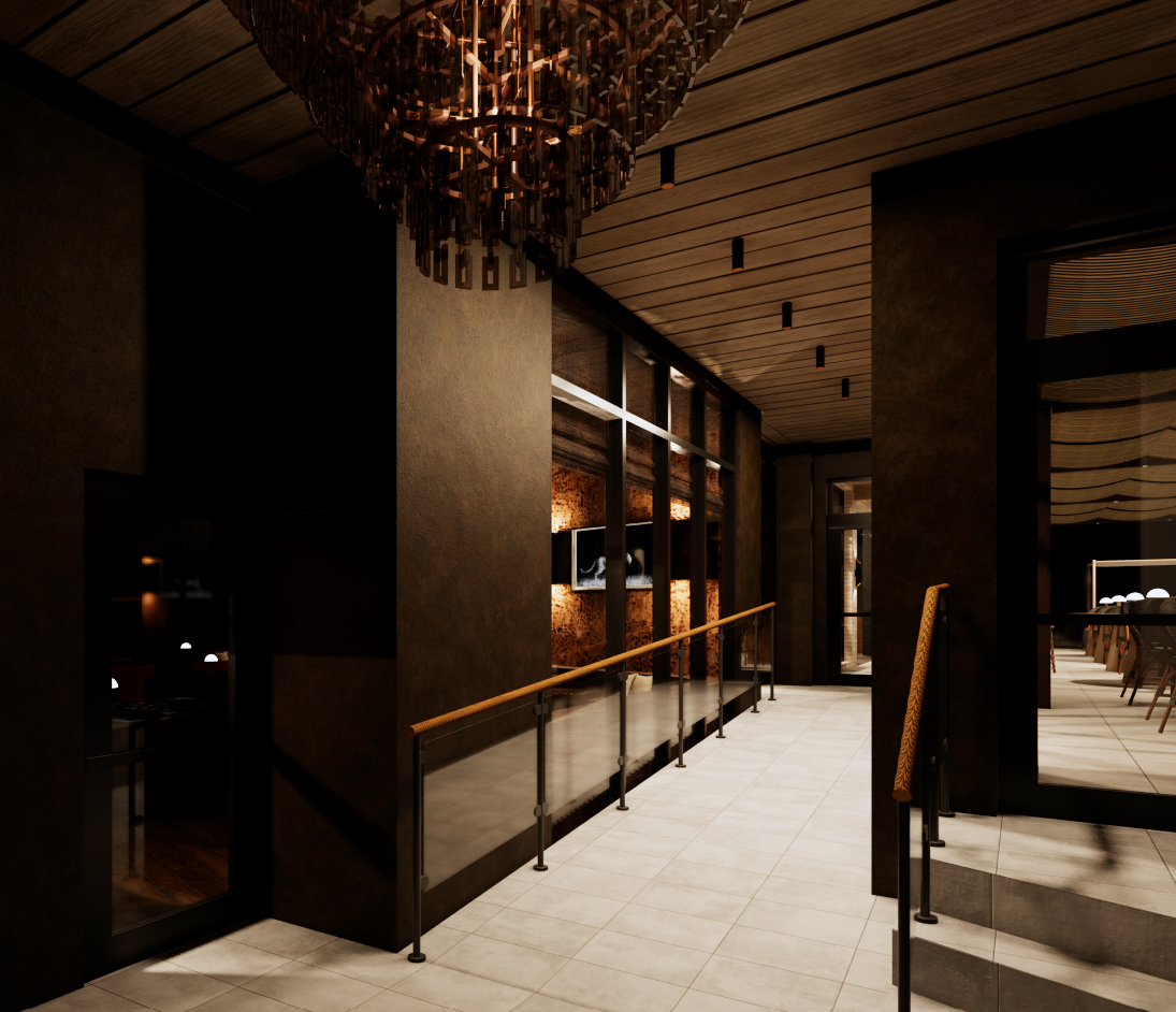 a bench in front of a building