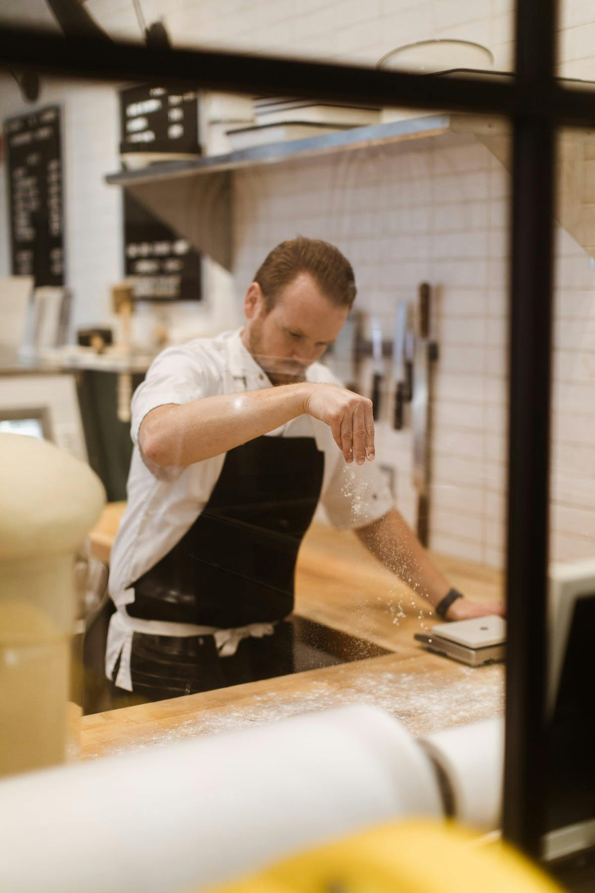 a man doing a trick on a counter