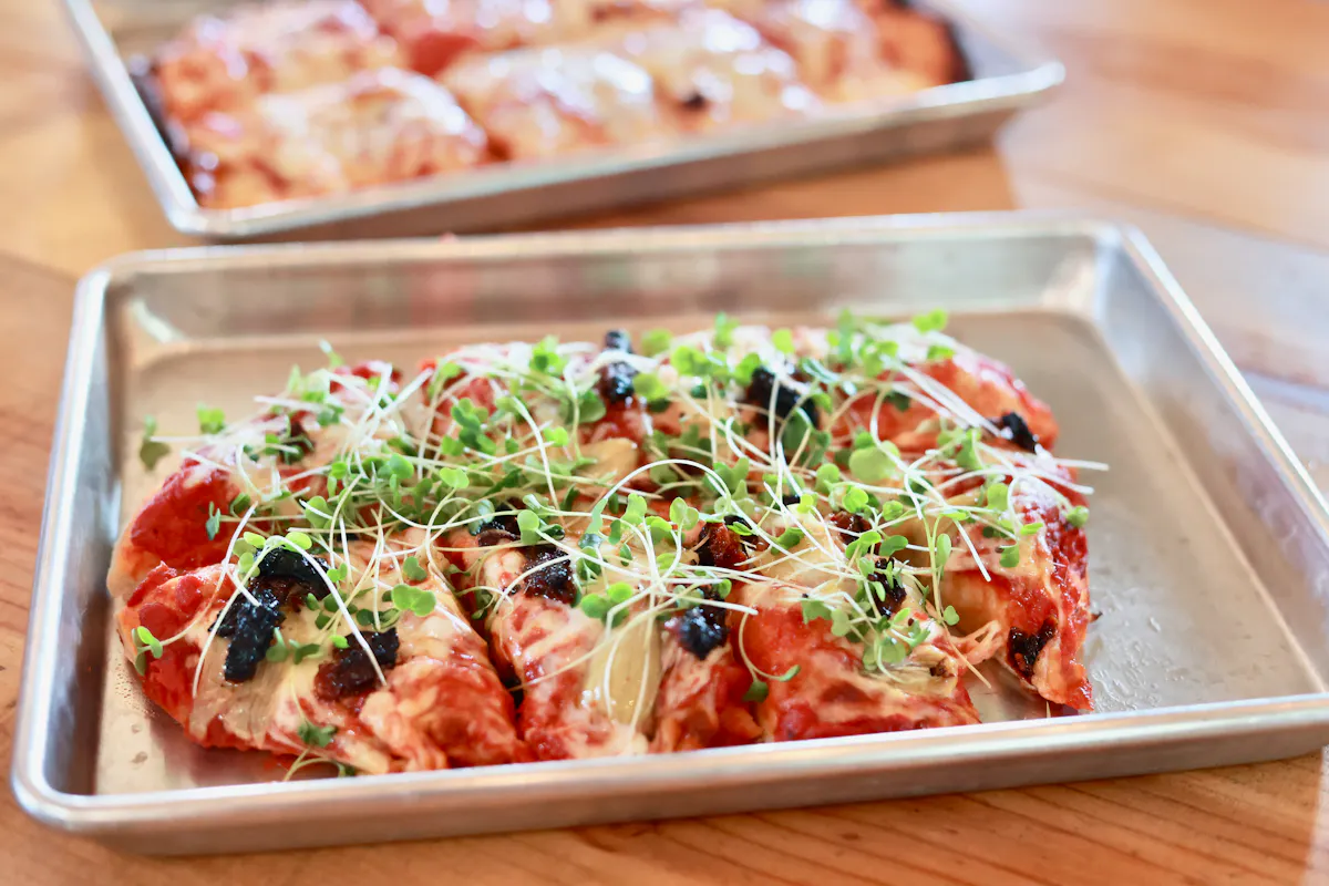 a tray of food on a table