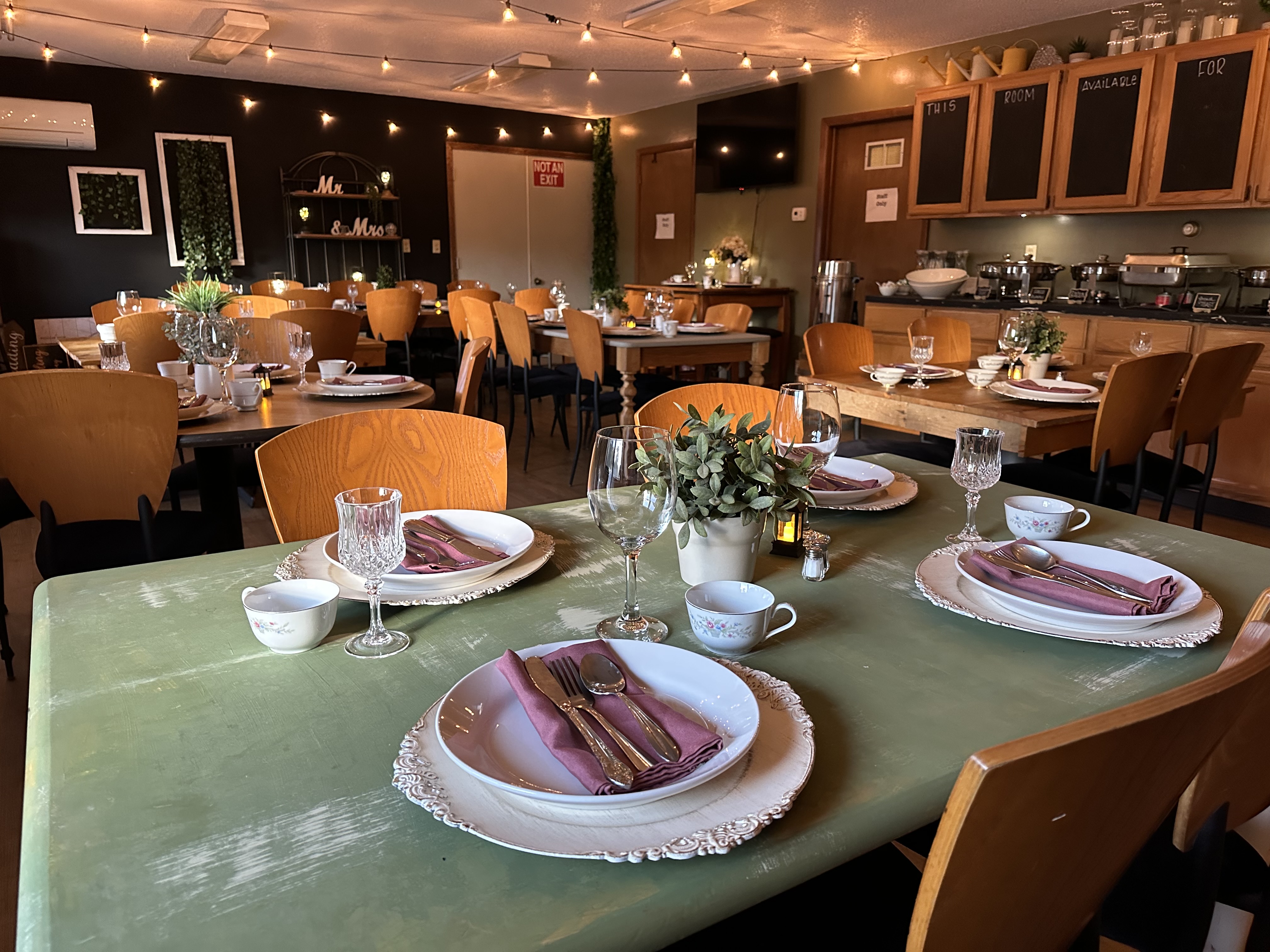 a dining table in a restaurant