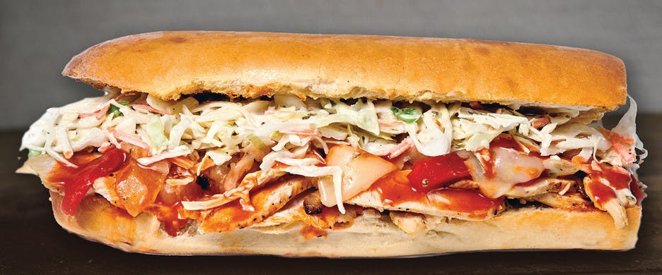 a large sandwich sitting on top of a table