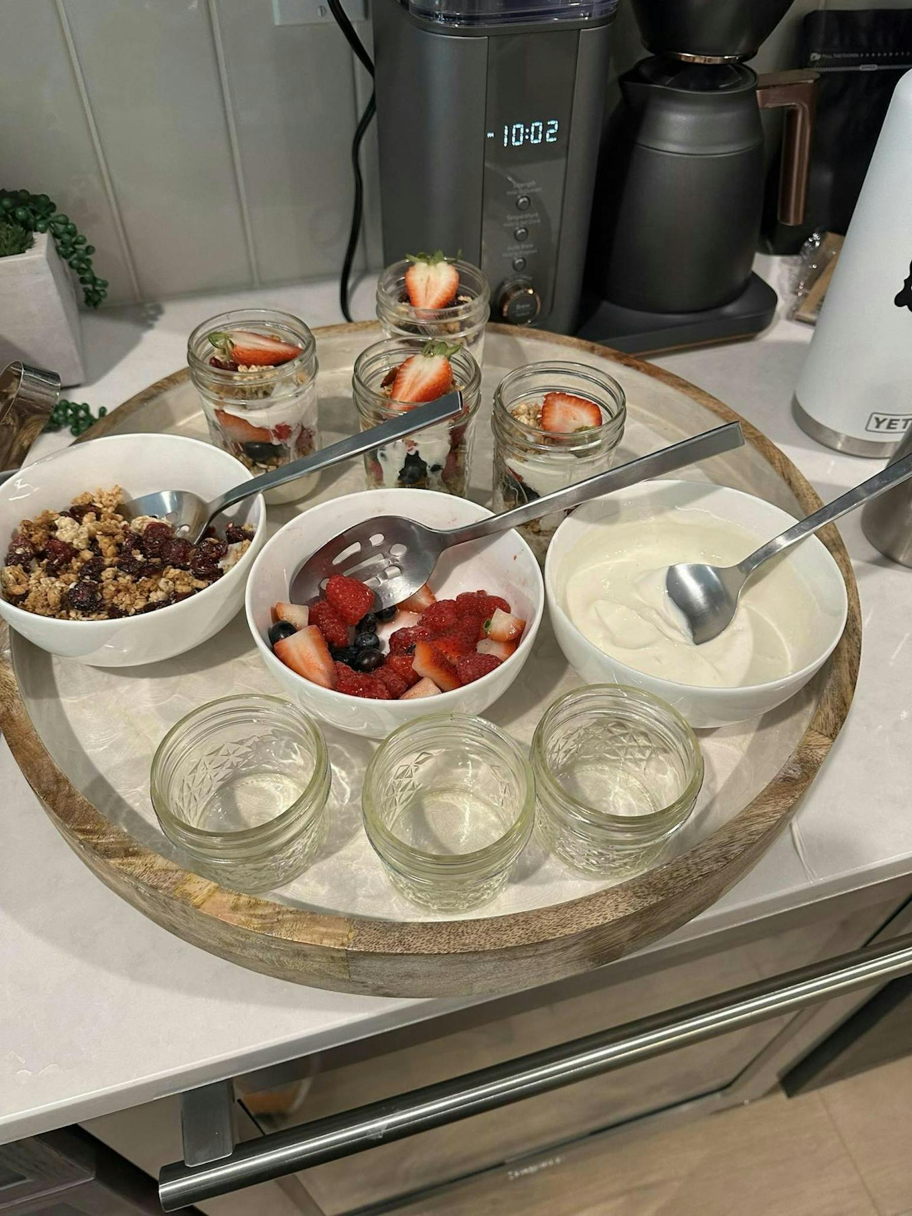 a table topped with plates of food on a plate