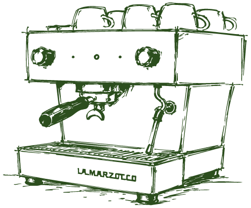 a green outline of a coffee machine