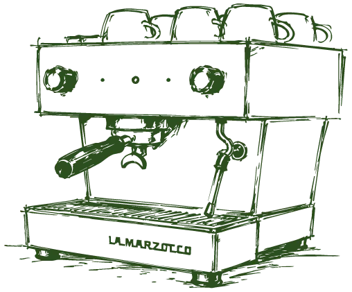 a green outline of a coffee machine