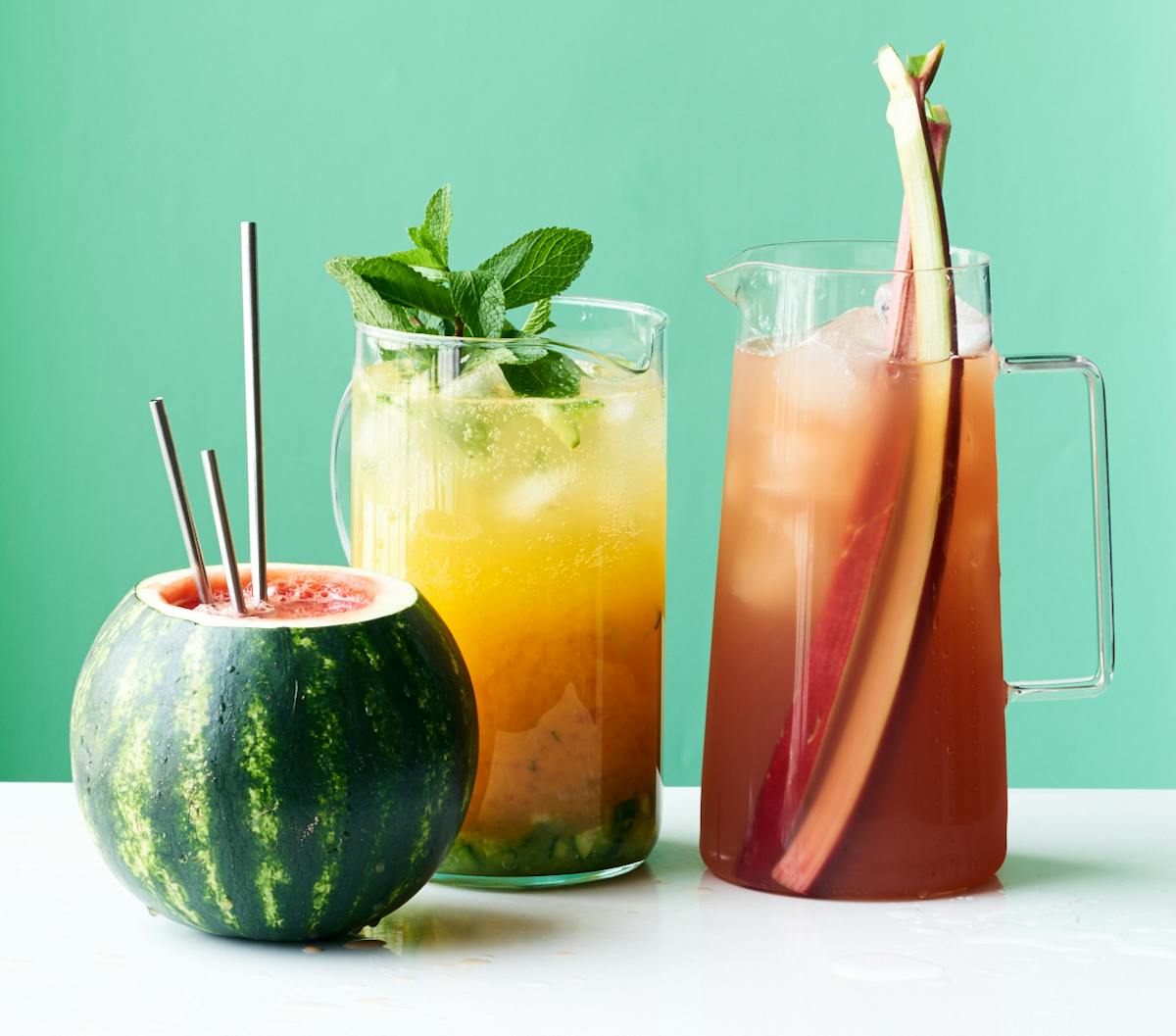 three drinks on a table