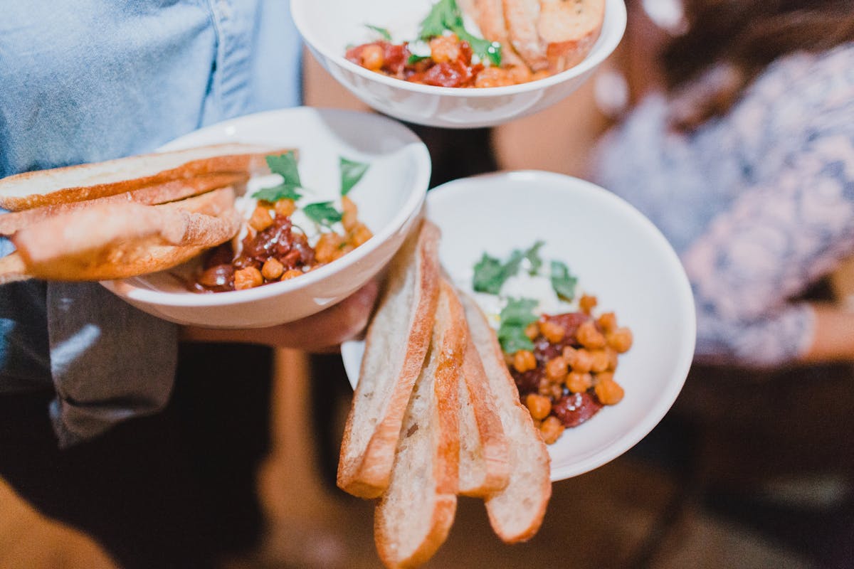 a bowl of food on a table