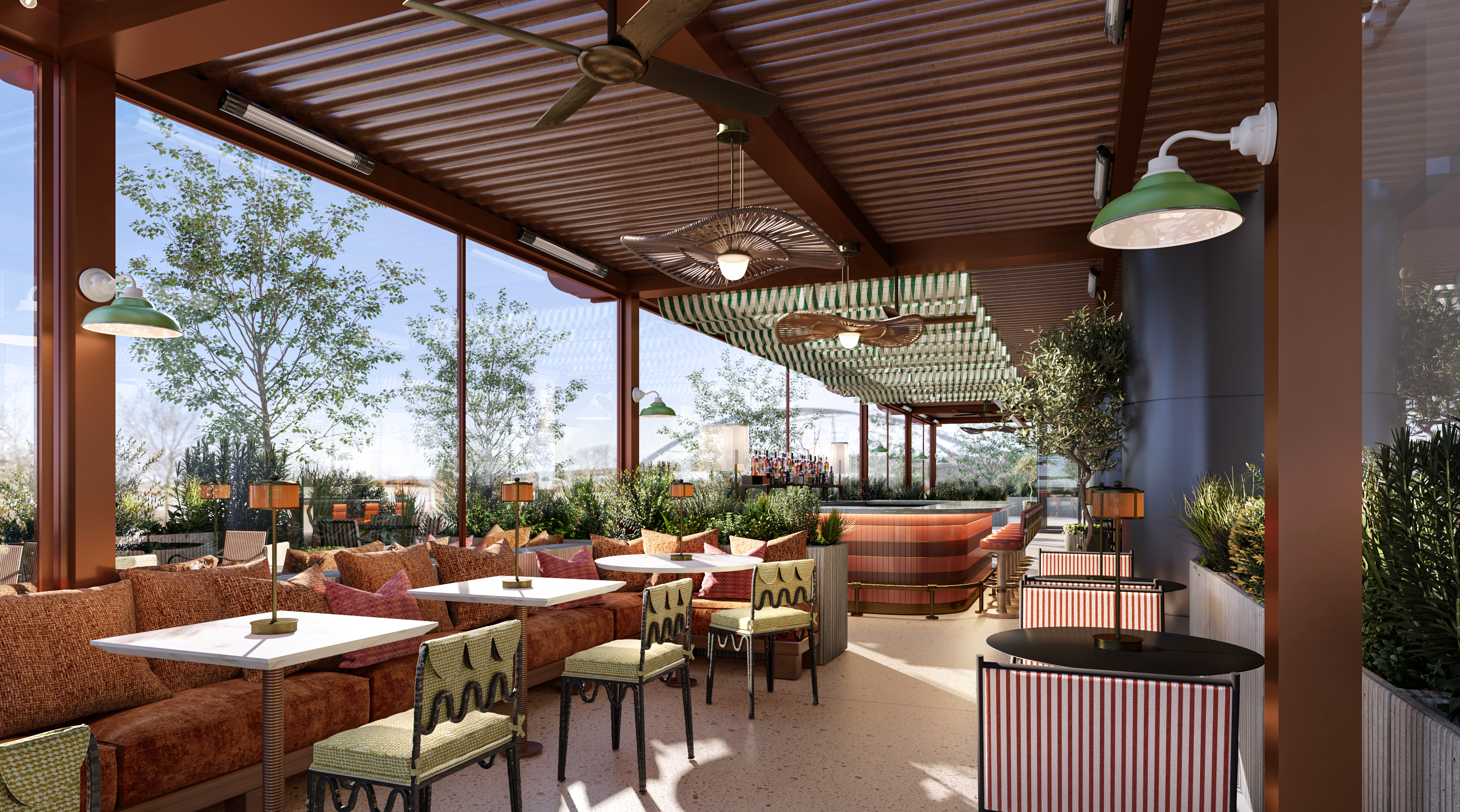 a restaurant with tables and chairs