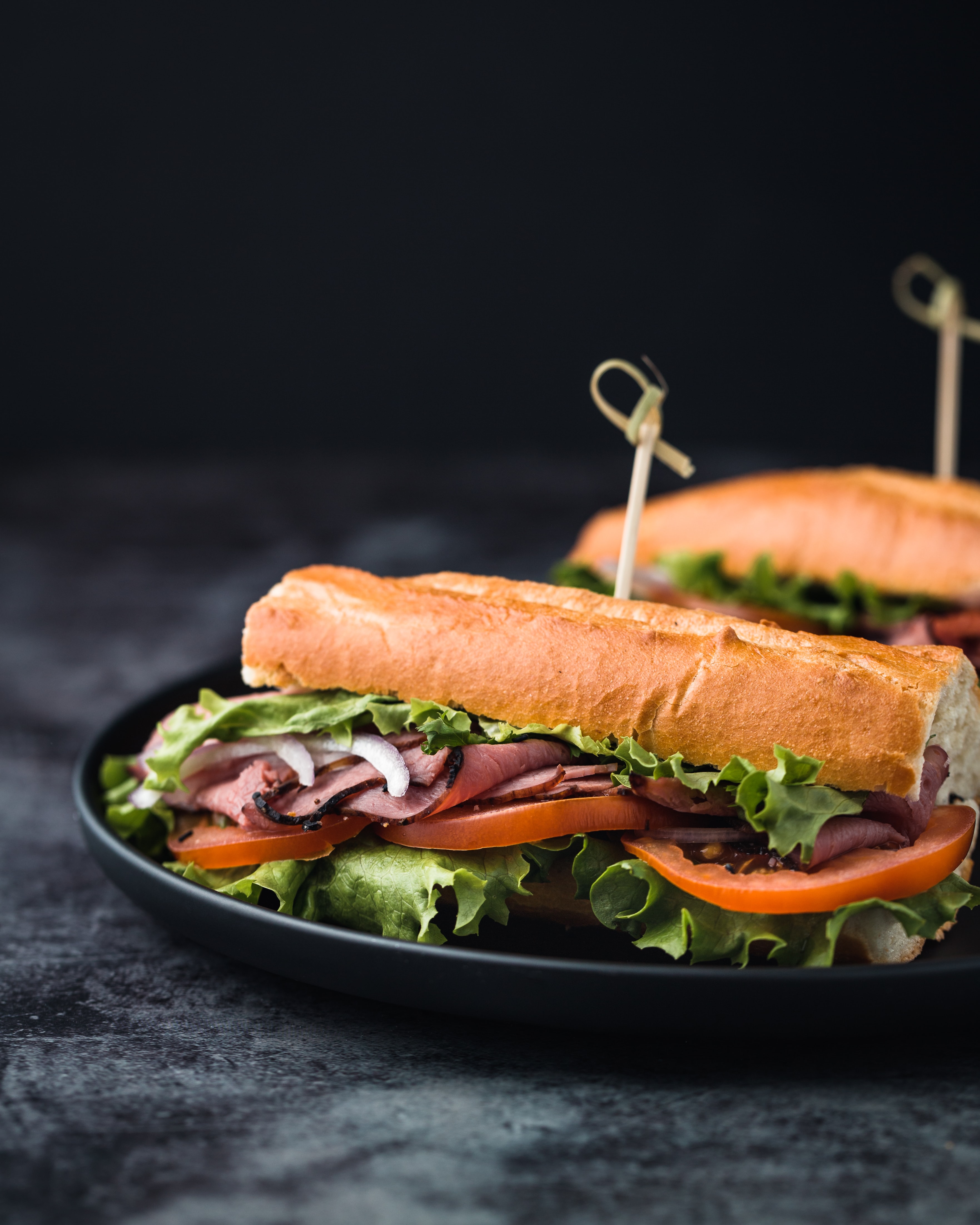 a close up of a sandwich on a plate