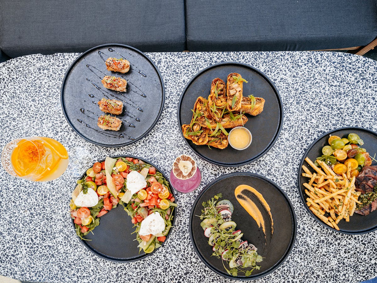 a bunch of food sitting on a table