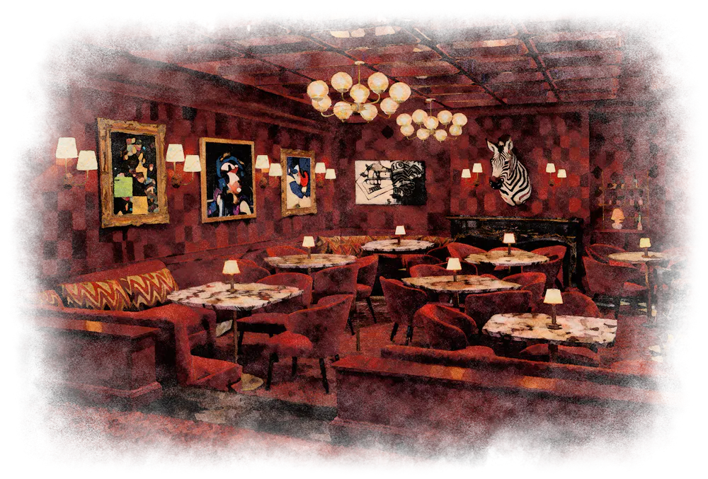 a room with tables and chairs