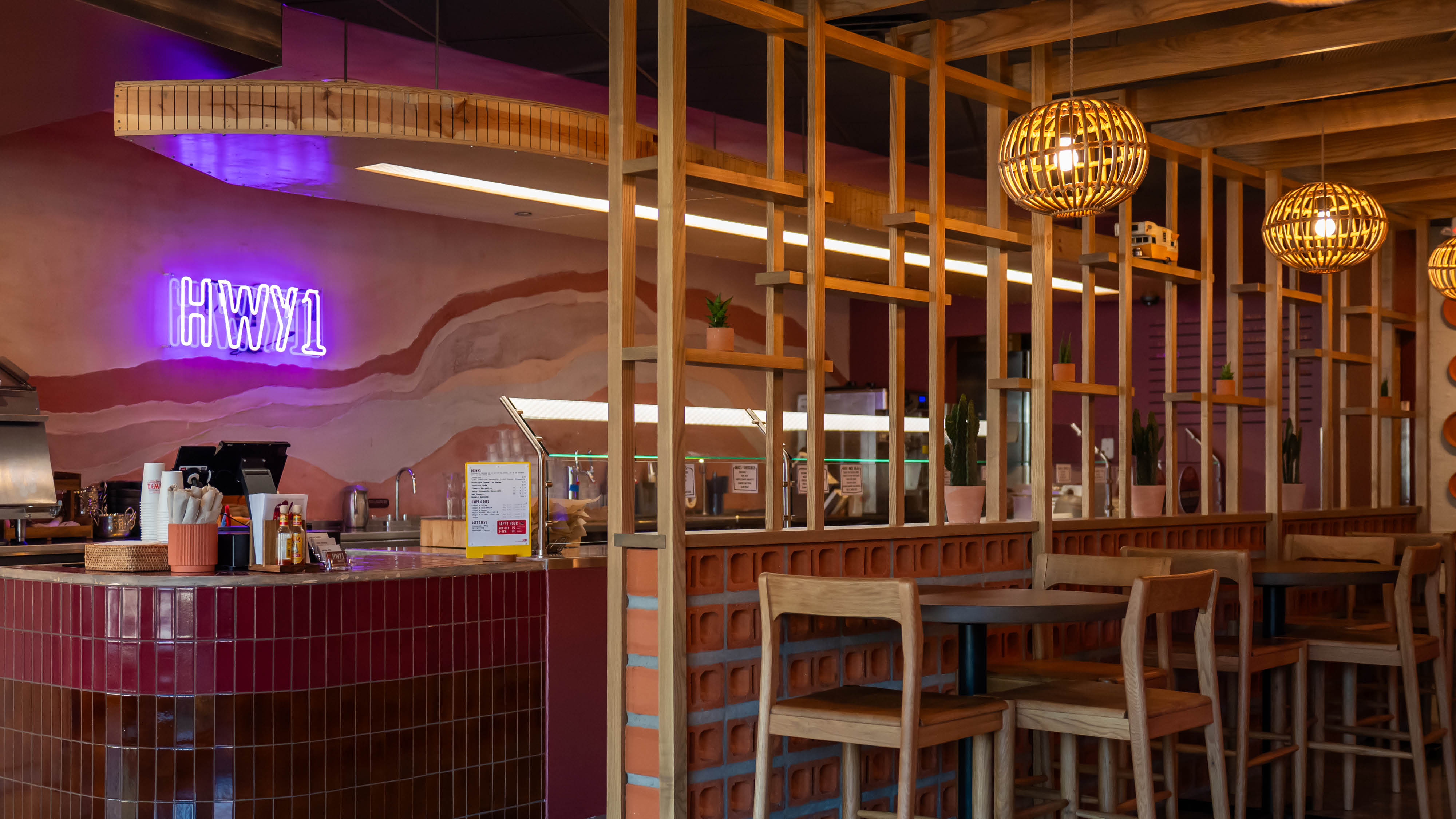 The interior of HWY1 Baja Bowls & Burritos on Monroe Street
