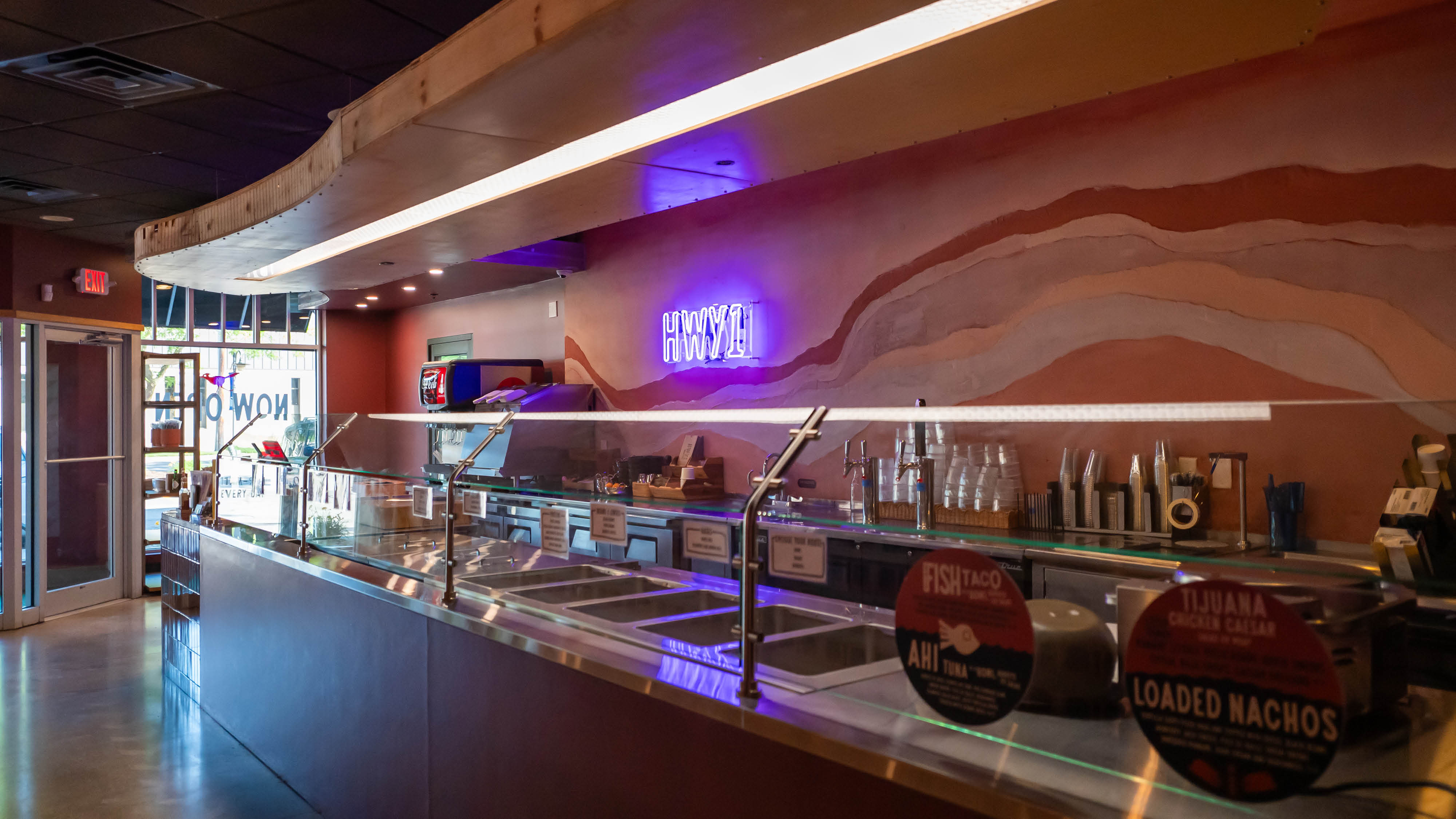 The interior of HWY1 Baja Bowls & Burritos on Monroe Street