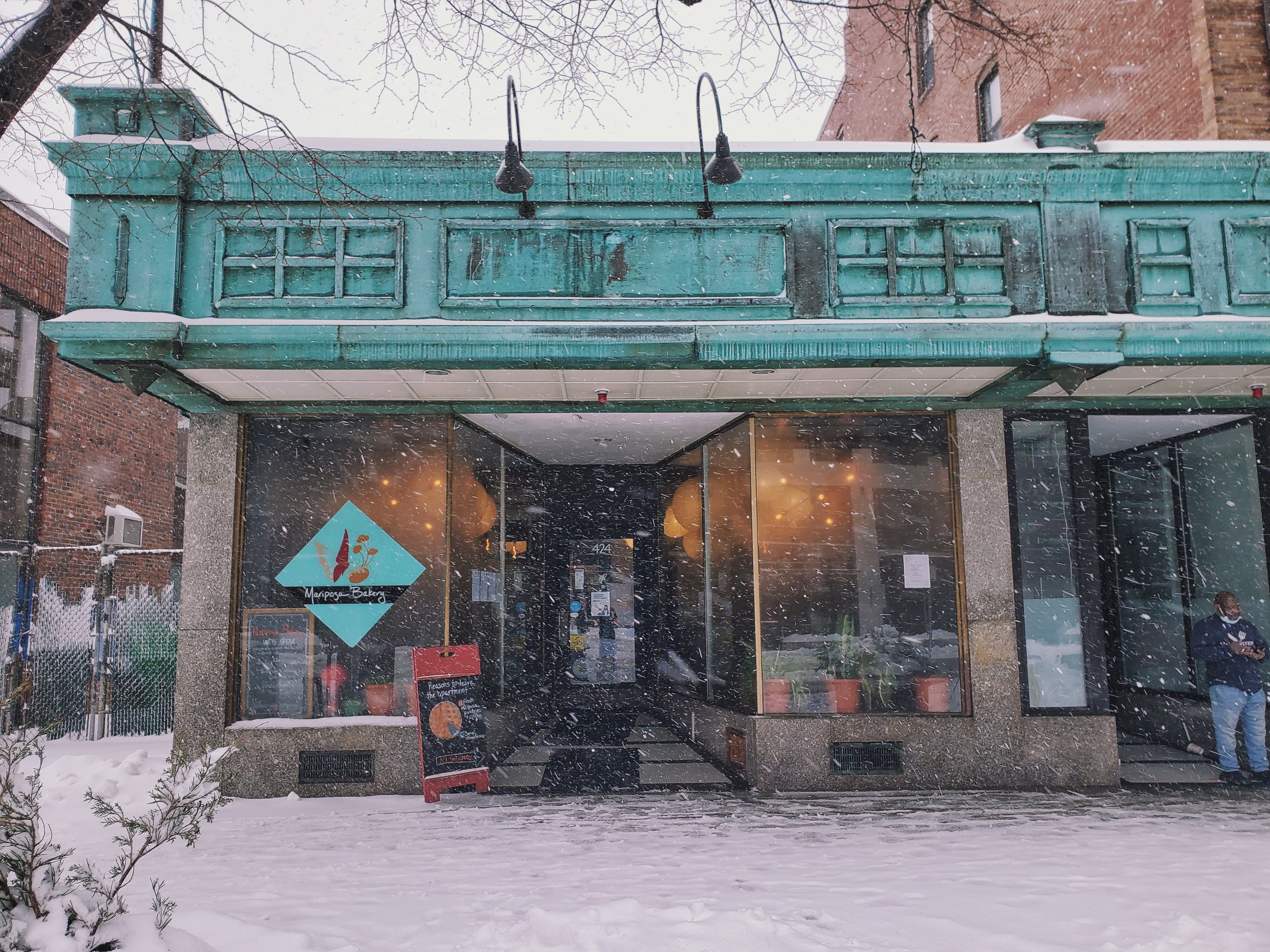 a building covered in snow