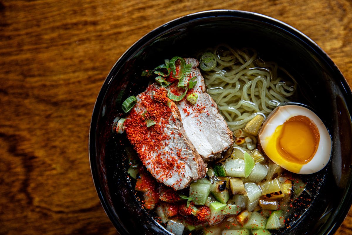 a bowl with ramen