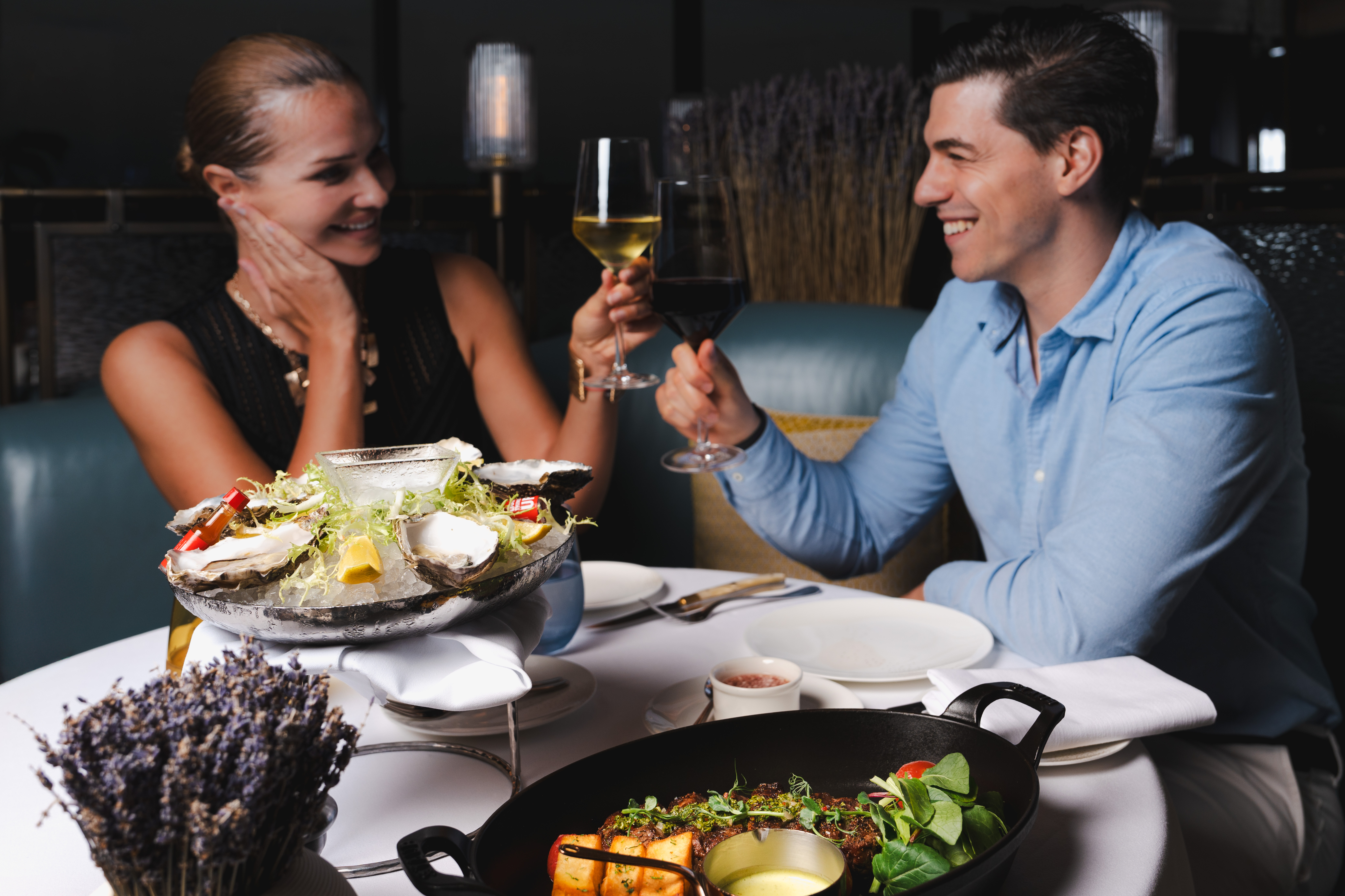 a couple having a romantic dinner