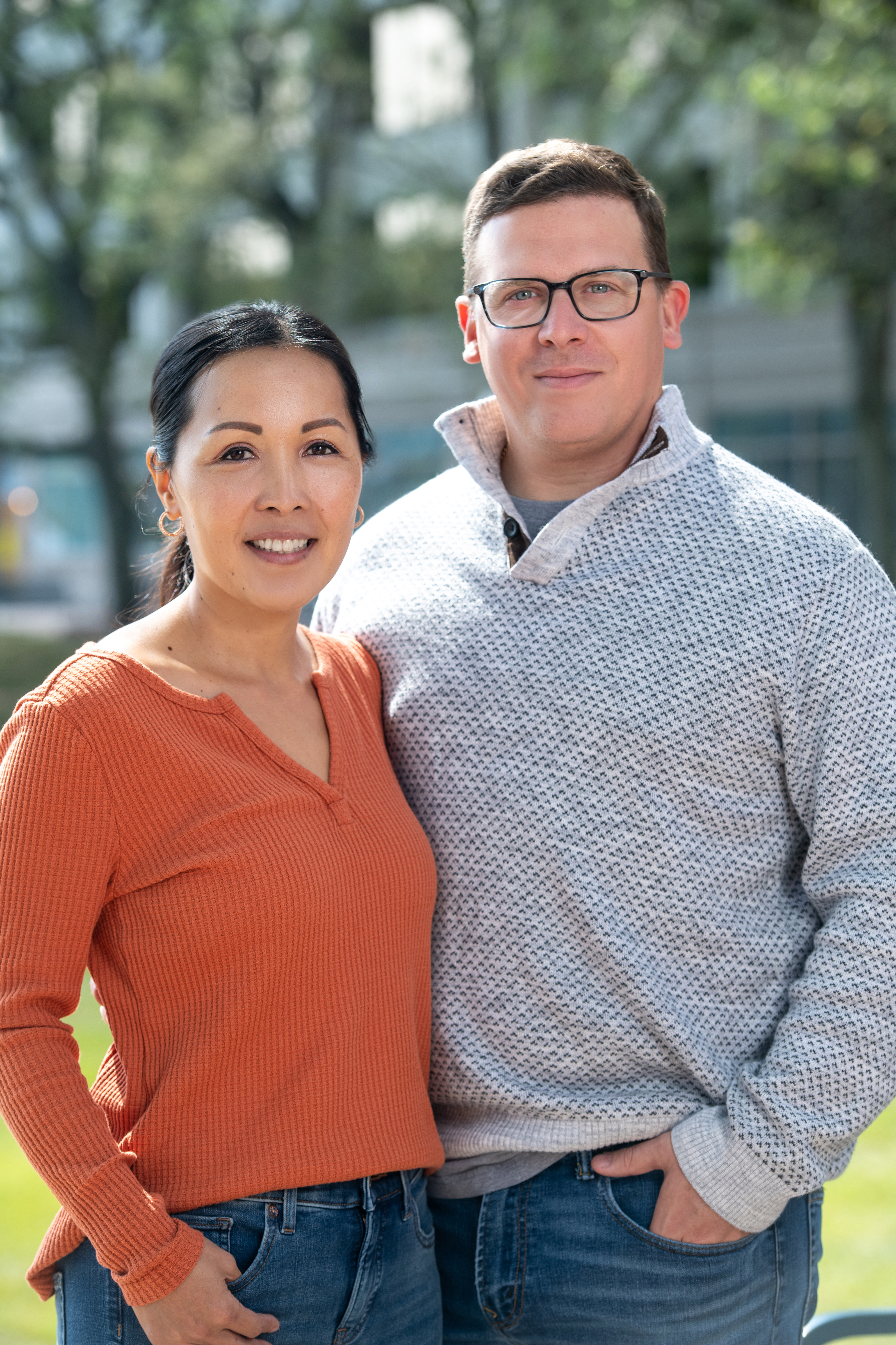 a man and woman posing for a picture